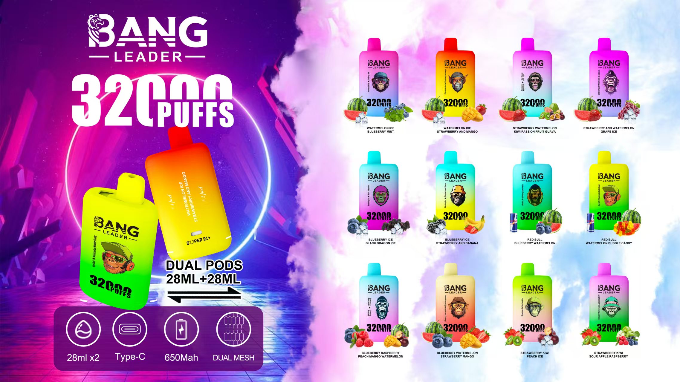 BANG LEADER 32K Dual Flavor Puffs Disposable Vape gallery image 5