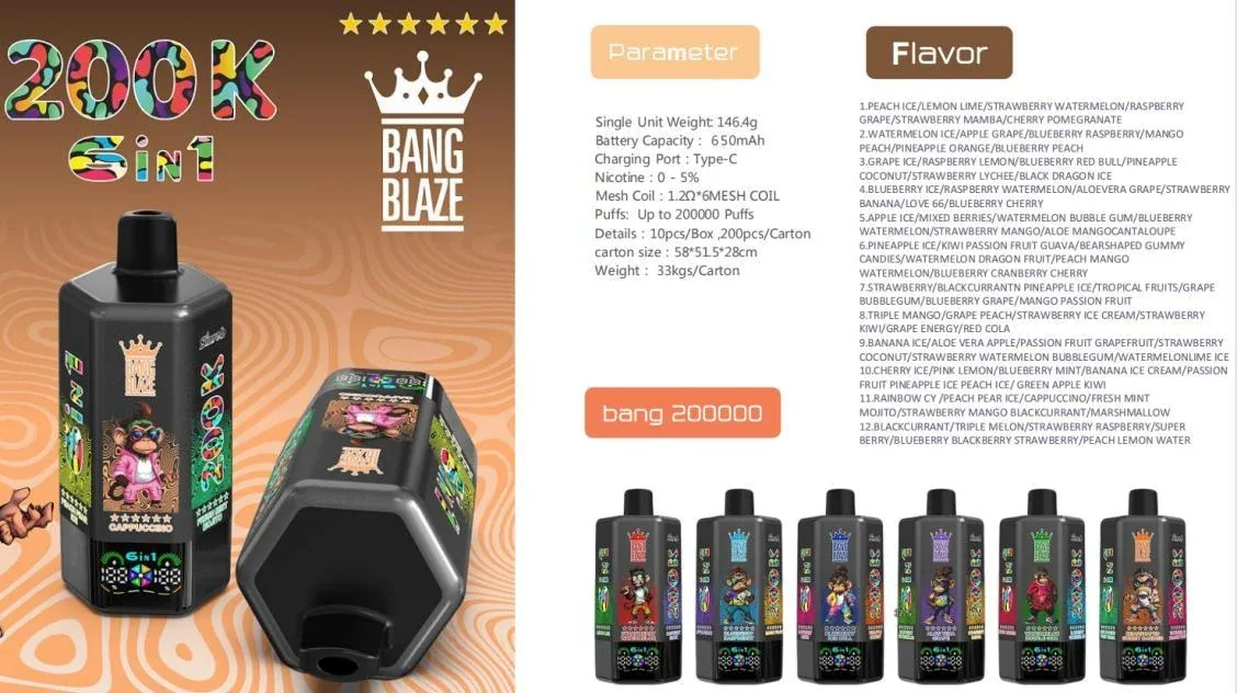 Bang Blaze 200K 6-in-1 200000 Puffs Disposable Vape gallery image 3