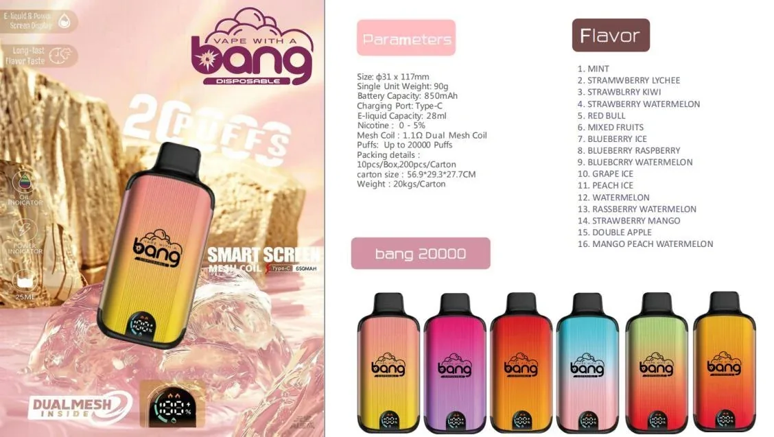 Bang Dual Mesh 20000 Puffs Disposable Vape gallery image 6