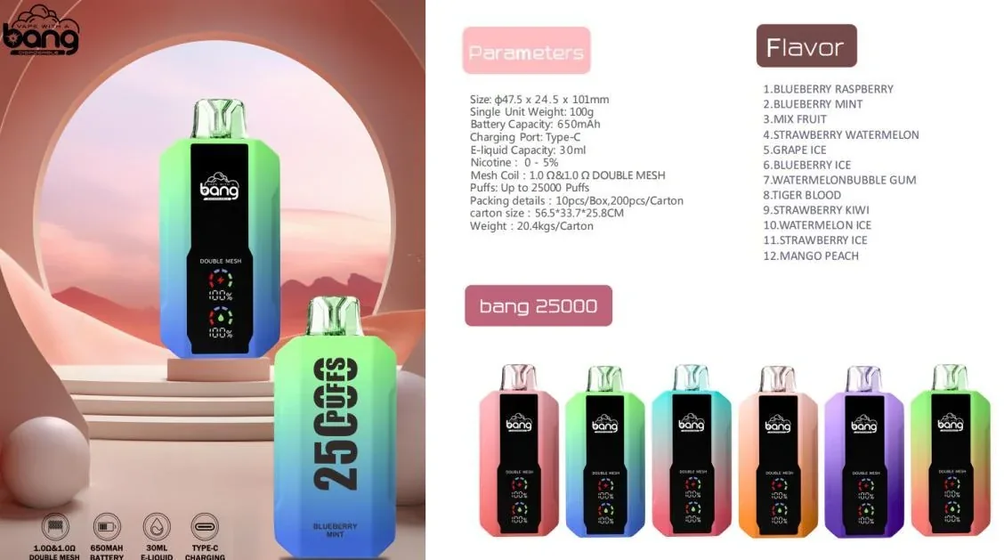 Bang Large Screen 25000 Puffs Disposable Vape gallery image 3