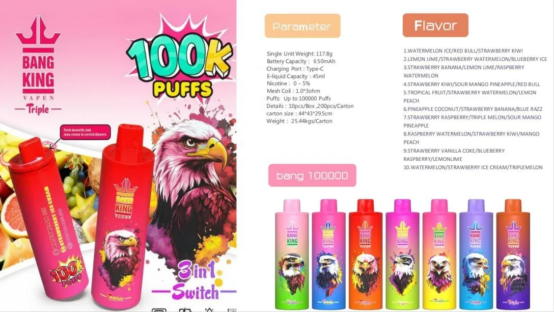 BangKing 100K Triple 6-in-1 100000 Puffs Disposable Vape gallery image 3