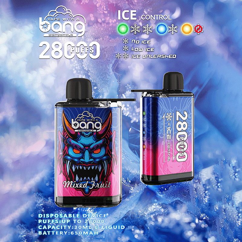 Bang 28000 Puffs Ice Disposable Vape - 0% to 5% Nicotine, 650mAh Battery, 30mL E-Liquid gallery image 1