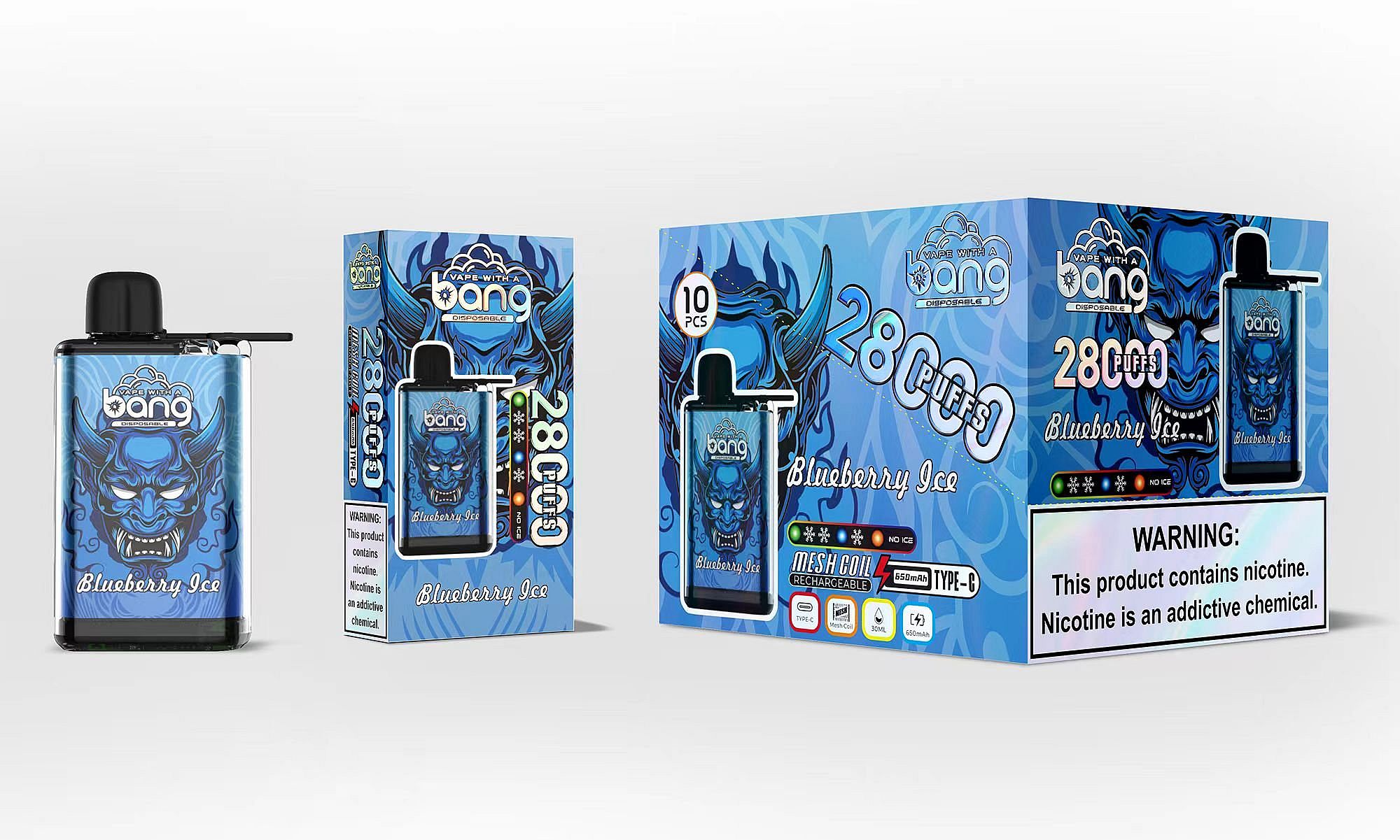 Bang 28000 Puffs Ice Disposable Vape - 0% to 5% Nicotine, 650mAh Battery, 30mL E-Liquid gallery image 4