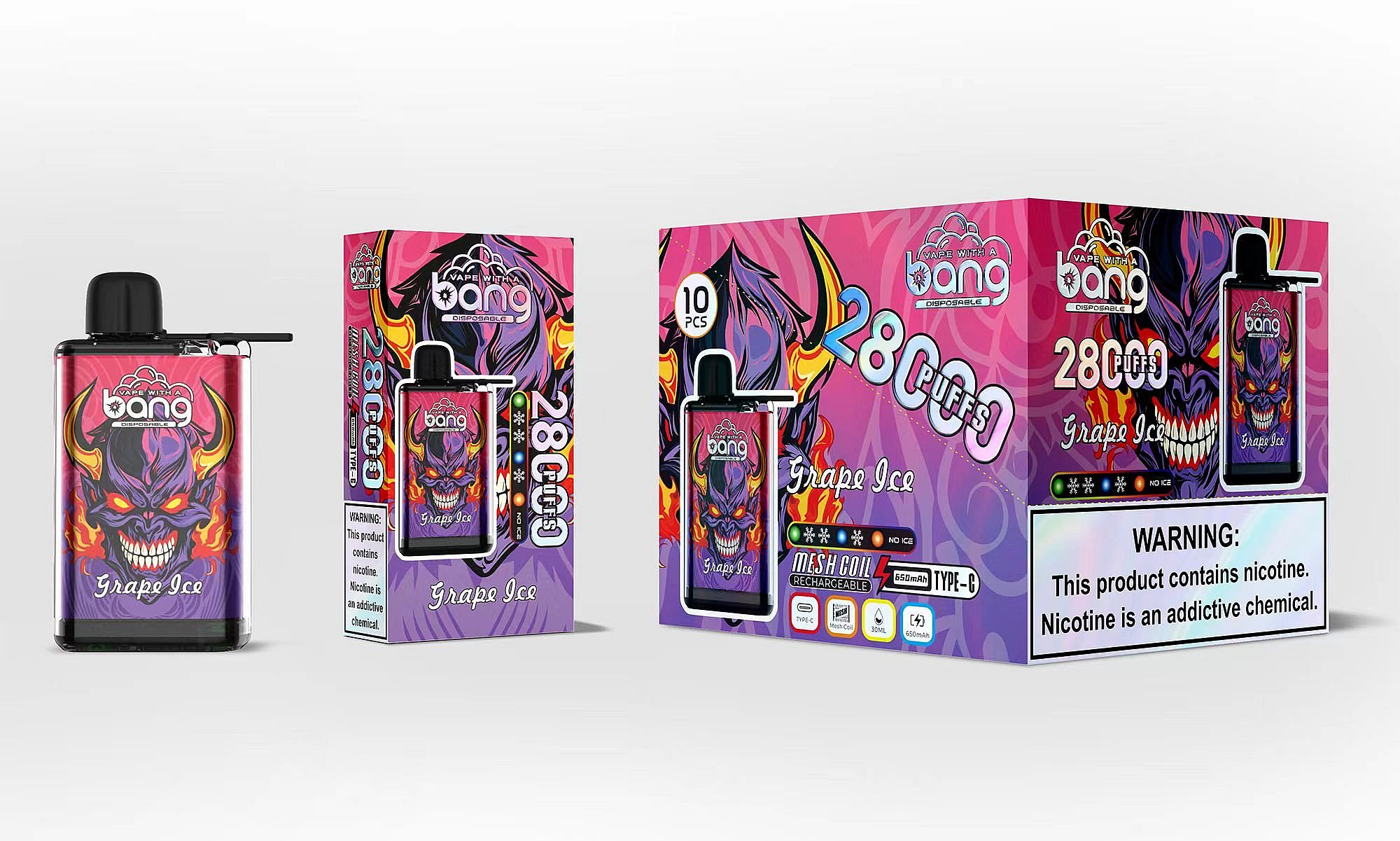 Bang 28000 Puffs Ice Disposable Vape - 0% to 5% Nicotine, 650mAh Battery, 30mL E-Liquid gallery image 5