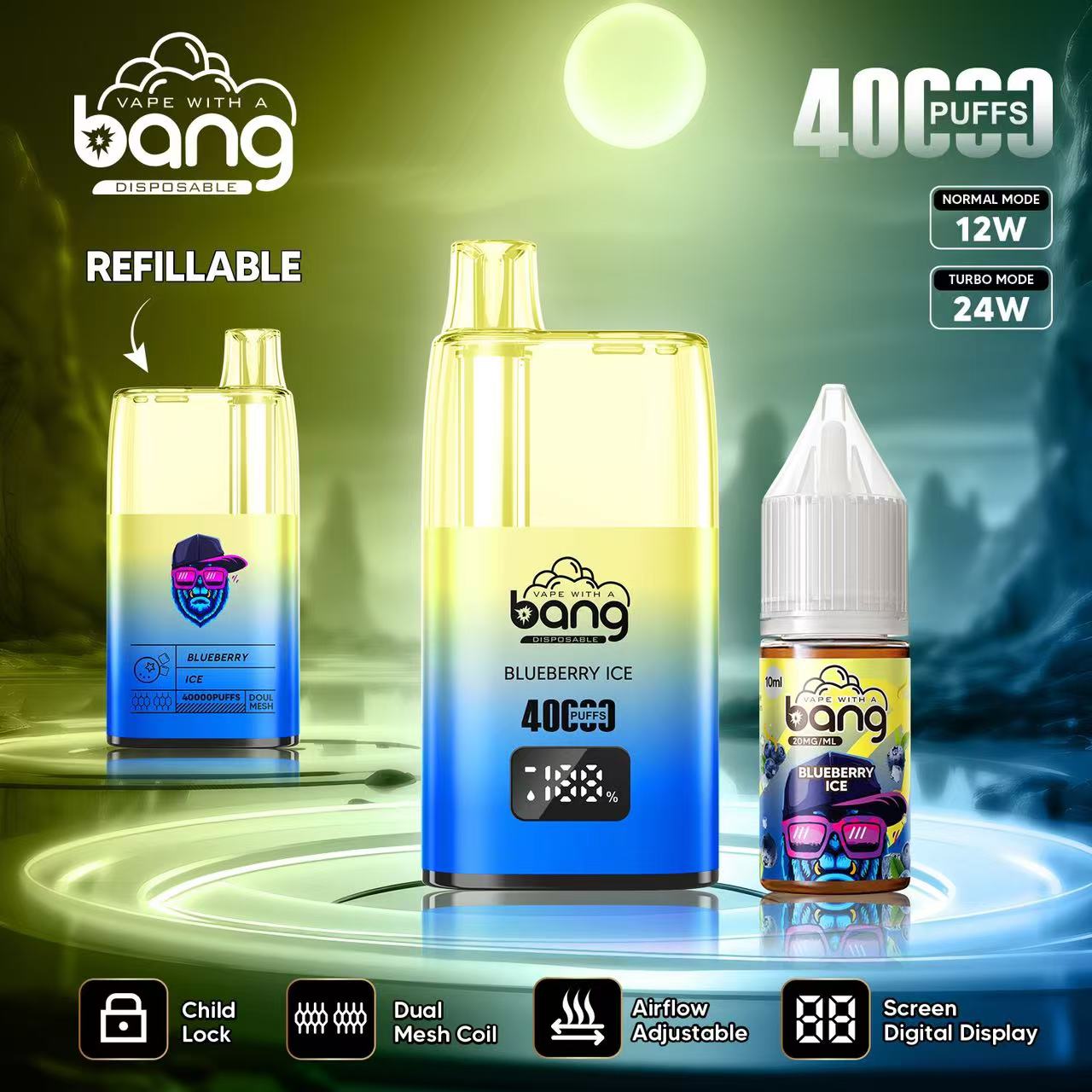 Bang 40000 Puffs Oil Vape - 650mAh Battery, 10mL Refillable, Adjustable Airflow & Child Lock gallery image 1