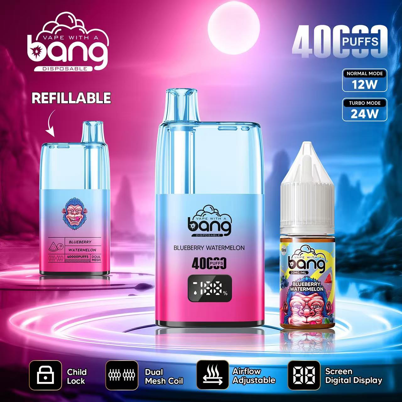 Bang 40000 Puffs Oil Vape - 650mAh Battery, 10mL Refillable, Adjustable Airflow & Child Lock gallery image 3