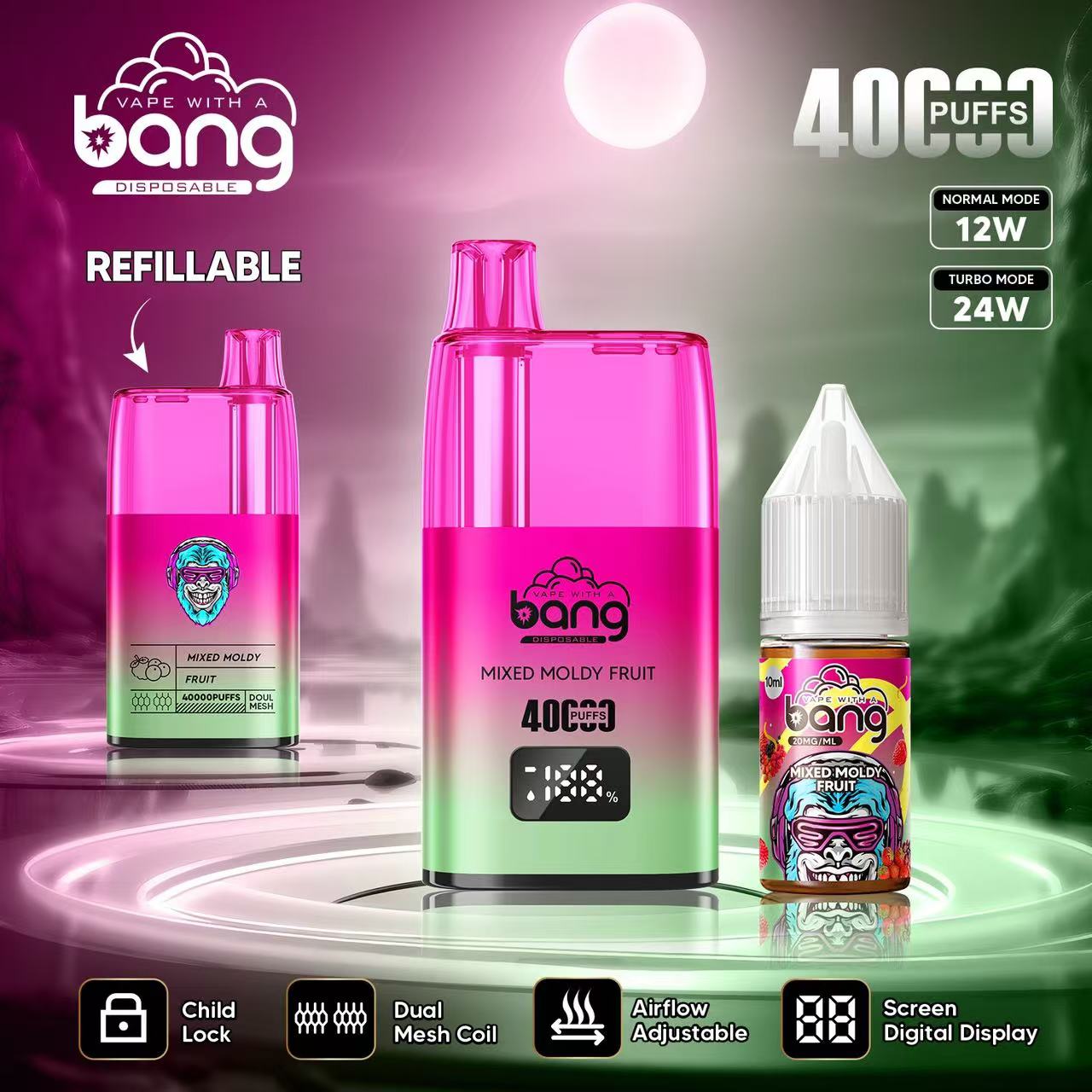Bang 40000 Puffs Oil Vape - 650mAh Battery, 10mL Refillable, Adjustable Airflow & Child Lock gallery image 5