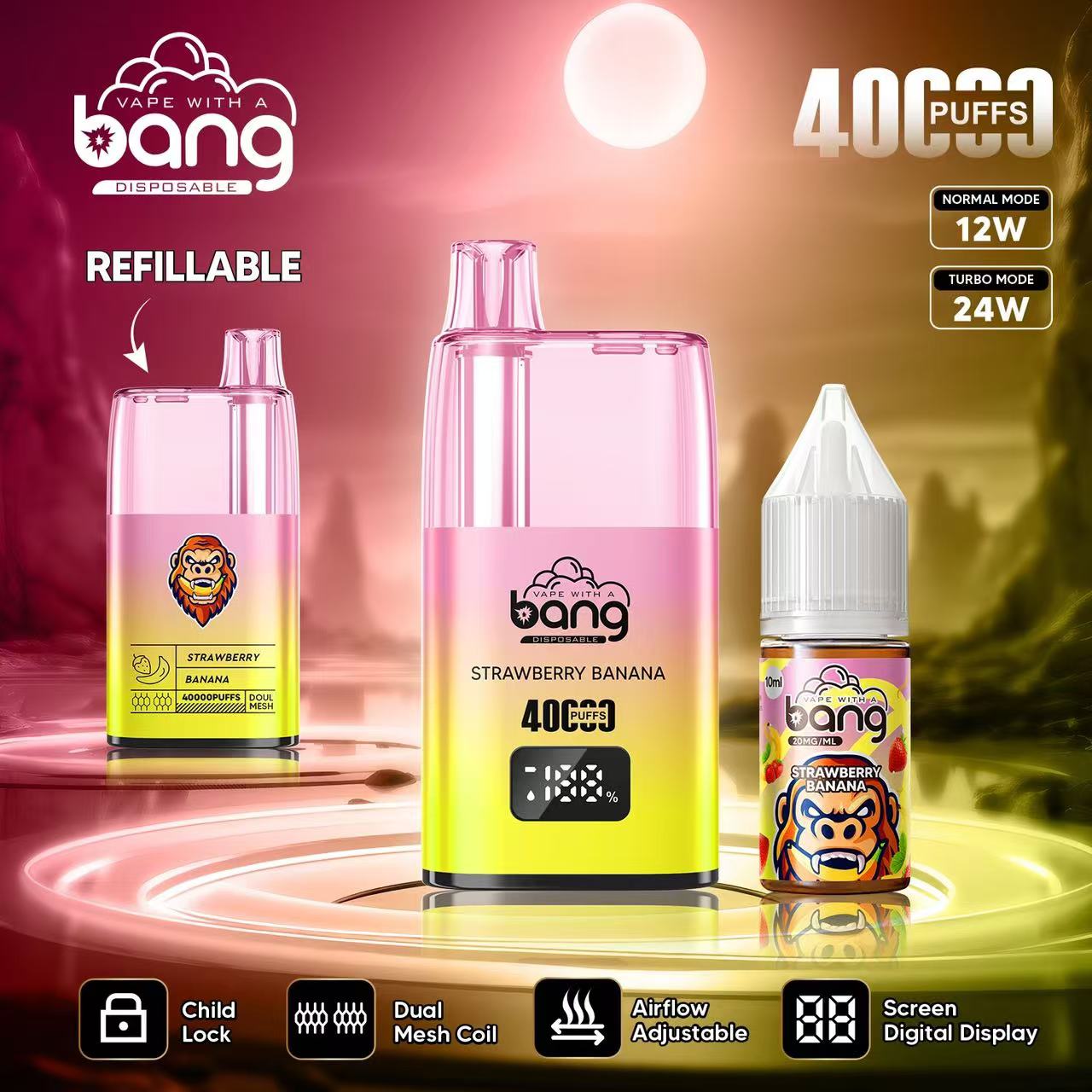 Bang 40000 Puffs Oil Vape - 650mAh Battery, 10mL Refillable, Adjustable Airflow & Child Lock gallery image 8