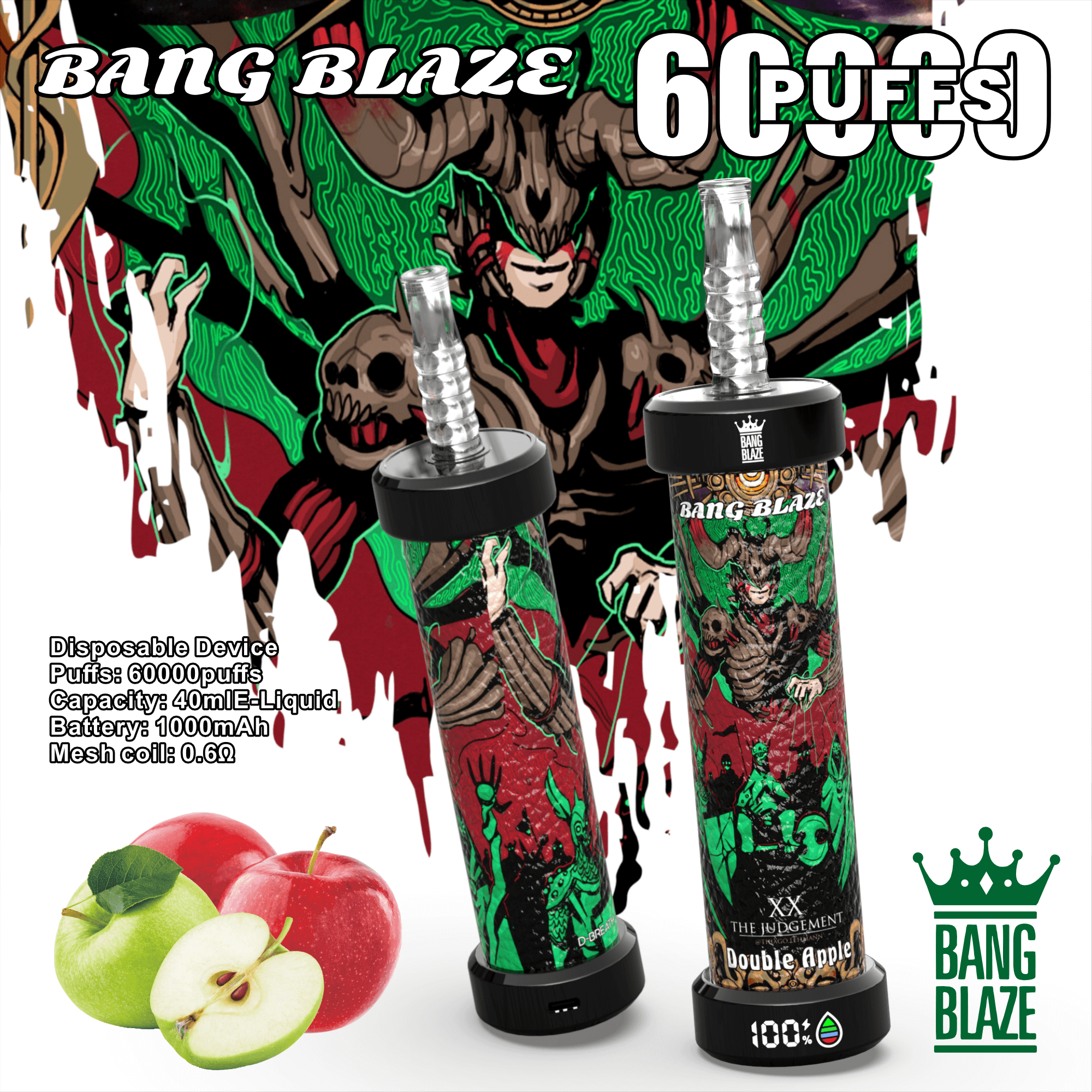 Bang Blaze 60000 Puffs Vape | 1000mAh Battery, 40ML E-liquid, Dual Coil, 10 Premium Flavors gallery image 3