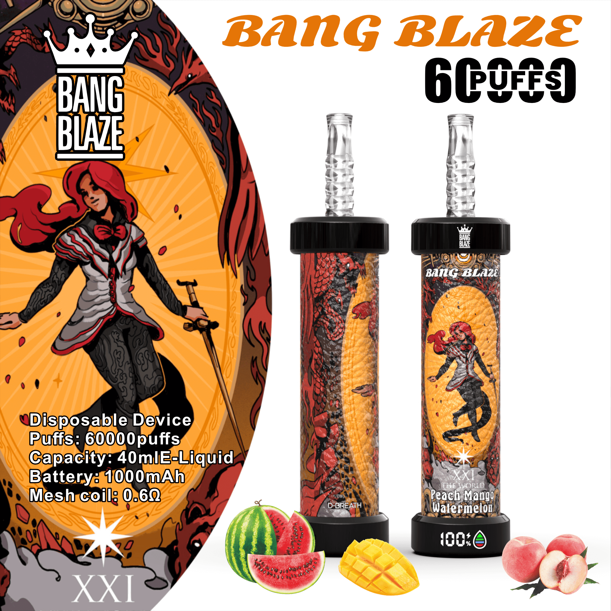 Bang Blaze 60000 Puffs Vape | 1000mAh Battery, 40ML E-liquid, Dual Coil, 10 Premium Flavors gallery image 6