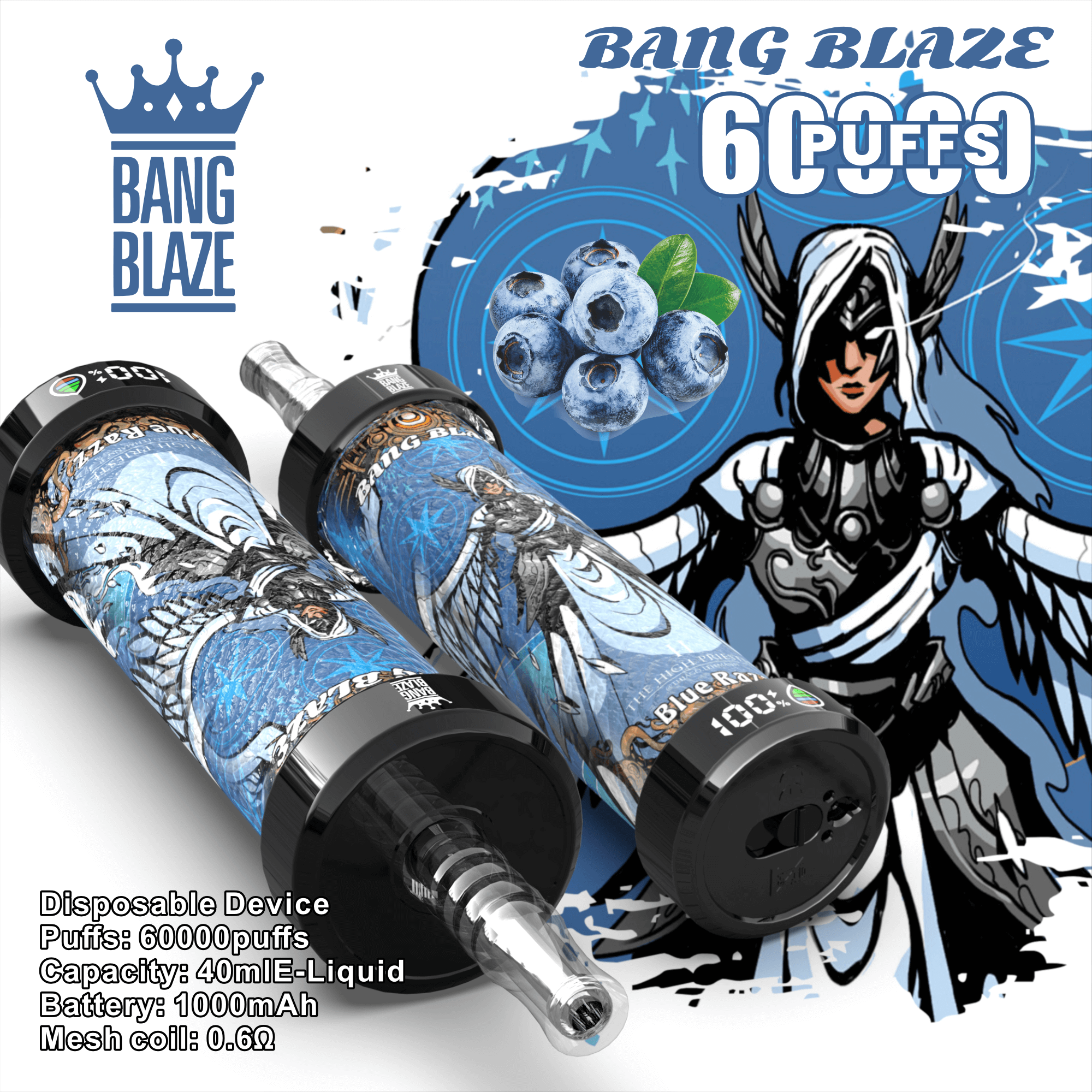 Bang Blaze 60000 Puffs Vape | 1000mAh Battery, 40ML E-liquid, Dual Coil, 10 Premium Flavors gallery image 8