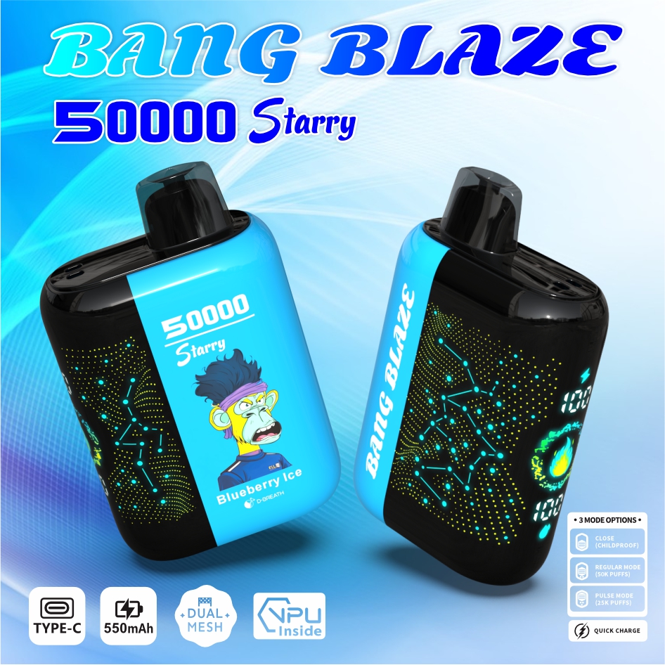 Bang Blaze Starry 50000 Puffs Vape 550mAh, Type-C Recharge 12 Flavors 1.0Ω Mesh Coil OEM/ODM Supported gallery image 1