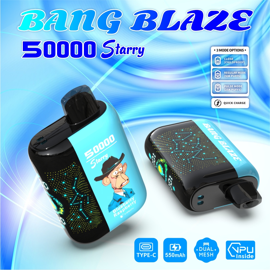 Bang Blaze Starry 50000 Puffs Vape 550mAh, Type-C Recharge 12 Flavors 1.0Ω Mesh Coil OEM/ODM Supported gallery image 2