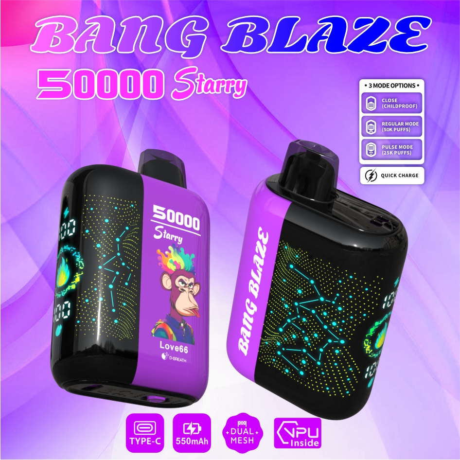 Bang Blaze Starry 50000 Puffs Vape 550mAh, Type-C Recharge 12 Flavors 1.0Ω Mesh Coil OEM/ODM Supported gallery image 4