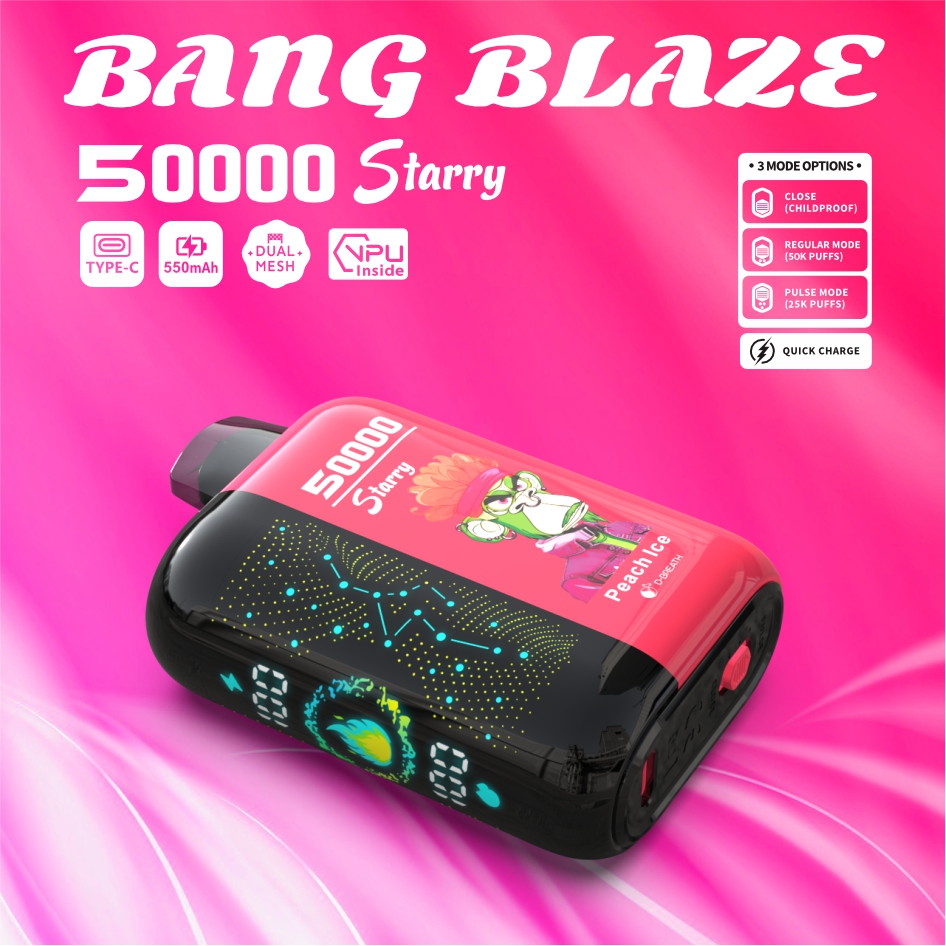 Bang Blaze Starry 50000 Puffs Vape 550mAh, Type-C Recharge 12 Flavors 1.0Ω Mesh Coil OEM/ODM Supported gallery image 6
