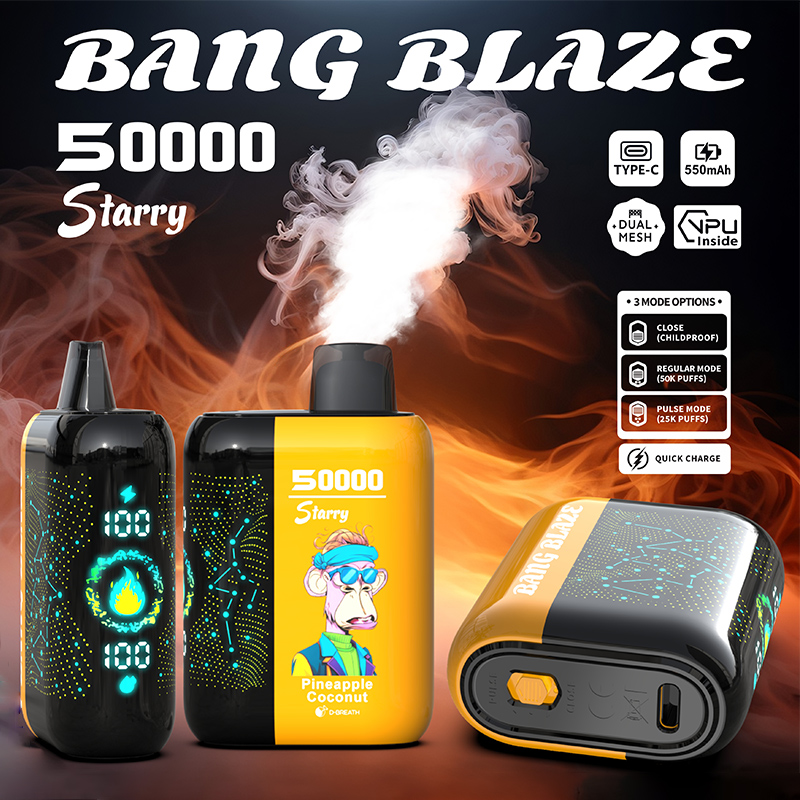 Bang Blaze Starry 50000 Puffs Vape 550mAh, Type-C Recharge 12 Flavors 1.0Ω Mesh Coil OEM/ODM Supported gallery image 7