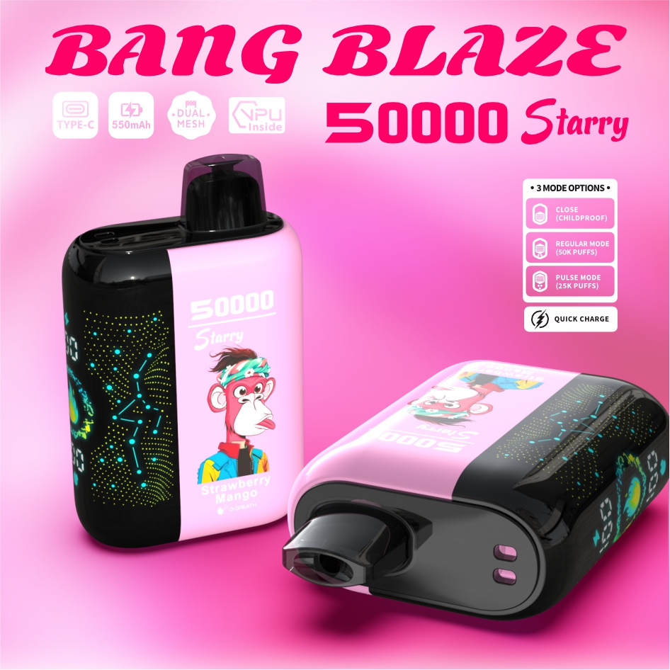 Bang Blaze Starry 50000 Puffs Vape 550mAh, Type-C Recharge 12 Flavors 1.0Ω Mesh Coil OEM/ODM Supported gallery image 8