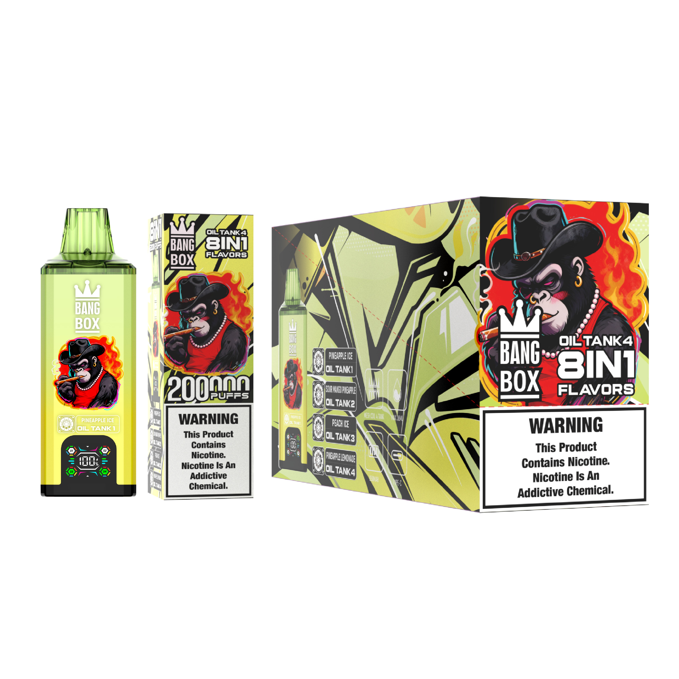 Bang Box 200000 Puffs 8-in-1 Vape – 200K Ultra Capacity | 8 Flavor Switching | 850mAh Rechargeable | Mesh Coil | Type-C | 0% 2% 3% 5% Nicotine gallery image 4