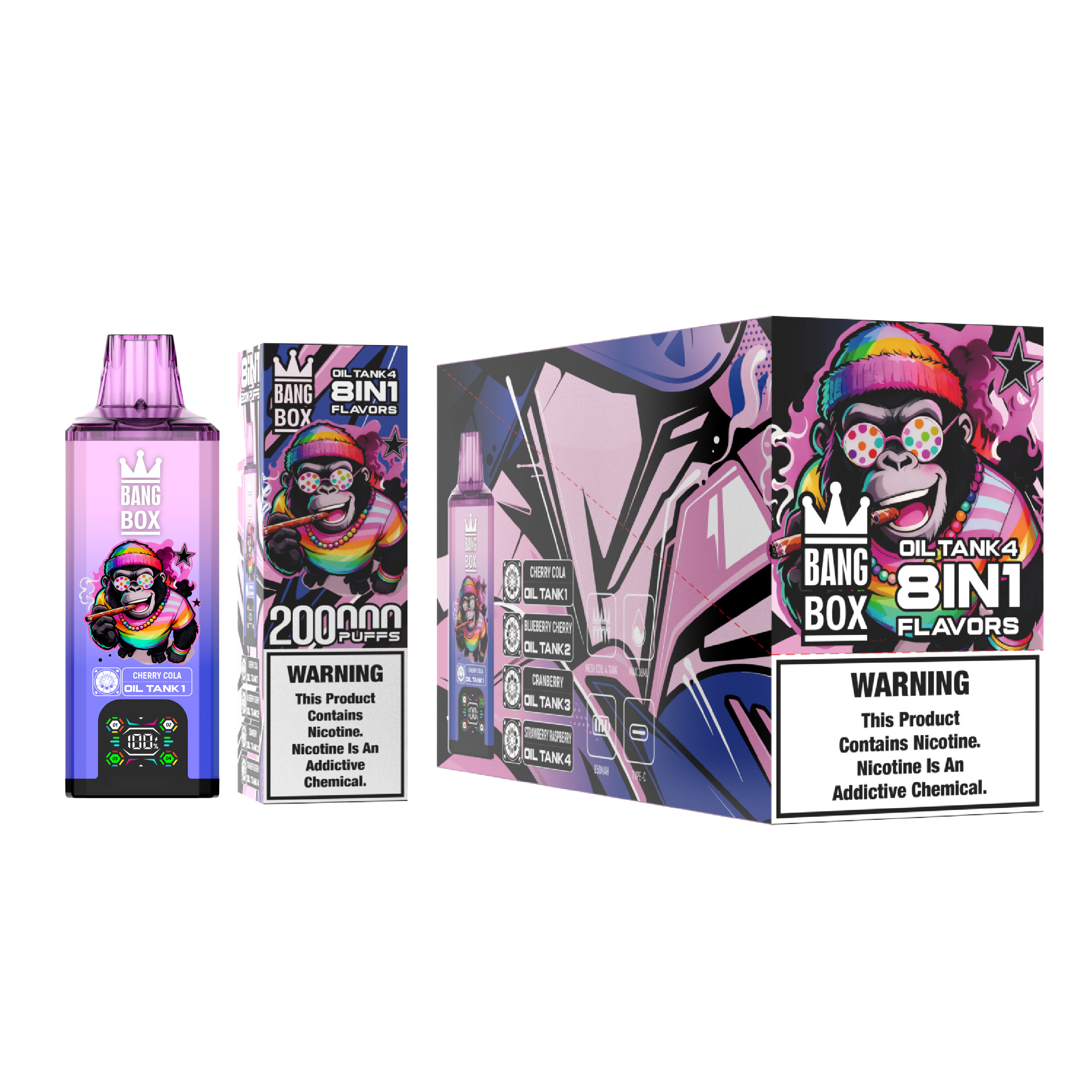 Bang Box 200000 Puffs 8-in-1 Vape – 200K Ultra Capacity | 8 Flavor Switching | 850mAh Rechargeable | Mesh Coil | Type-C | 0% 2% 3% 5% Nicotine gallery image 5