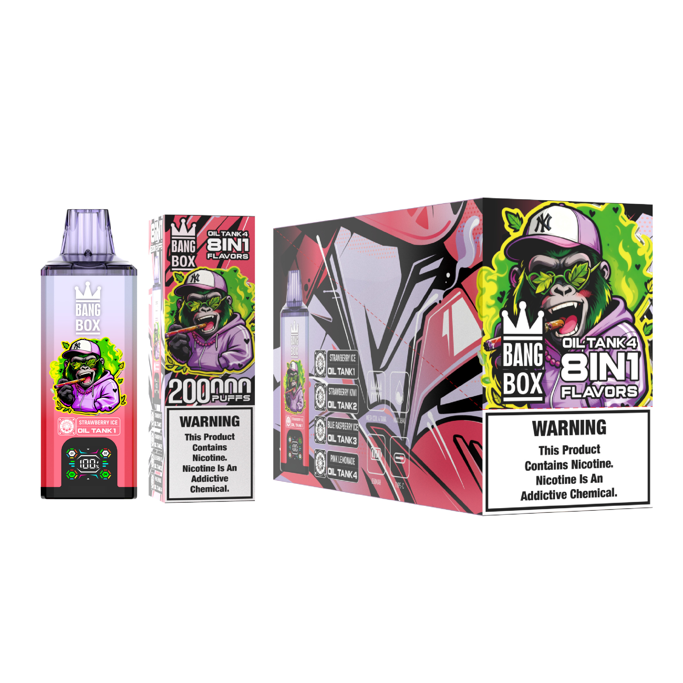 Bang Box 200000 Puffs 8-in-1 Vape – 200K Ultra Capacity | 8 Flavor Switching | 850mAh Rechargeable | Mesh Coil | Type-C | 0% 2% 3% 5% Nicotine gallery image 6