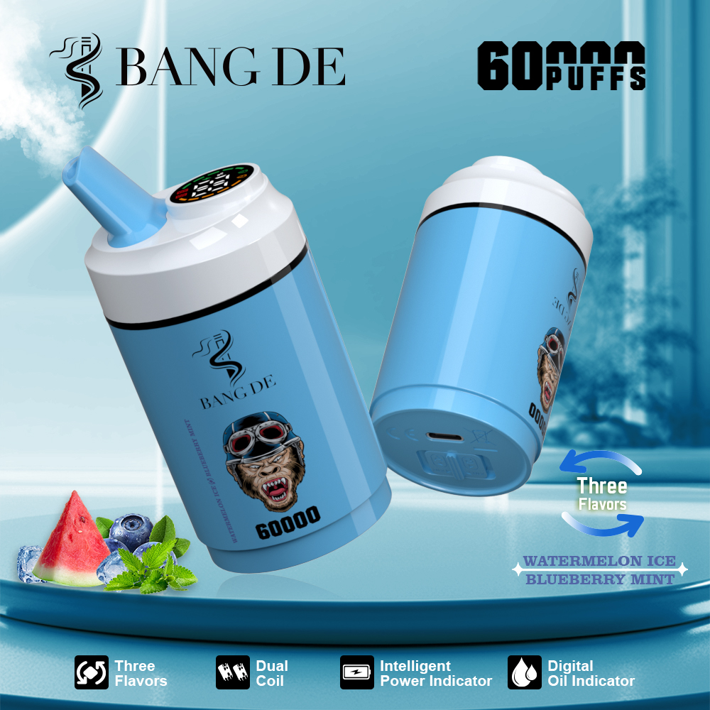 Bang DE 60000 Puffs Dual Flavor Vape | 850mAh Battery, 60ML E-liquid, Type-C Recharge, Dual Coil gallery image 5