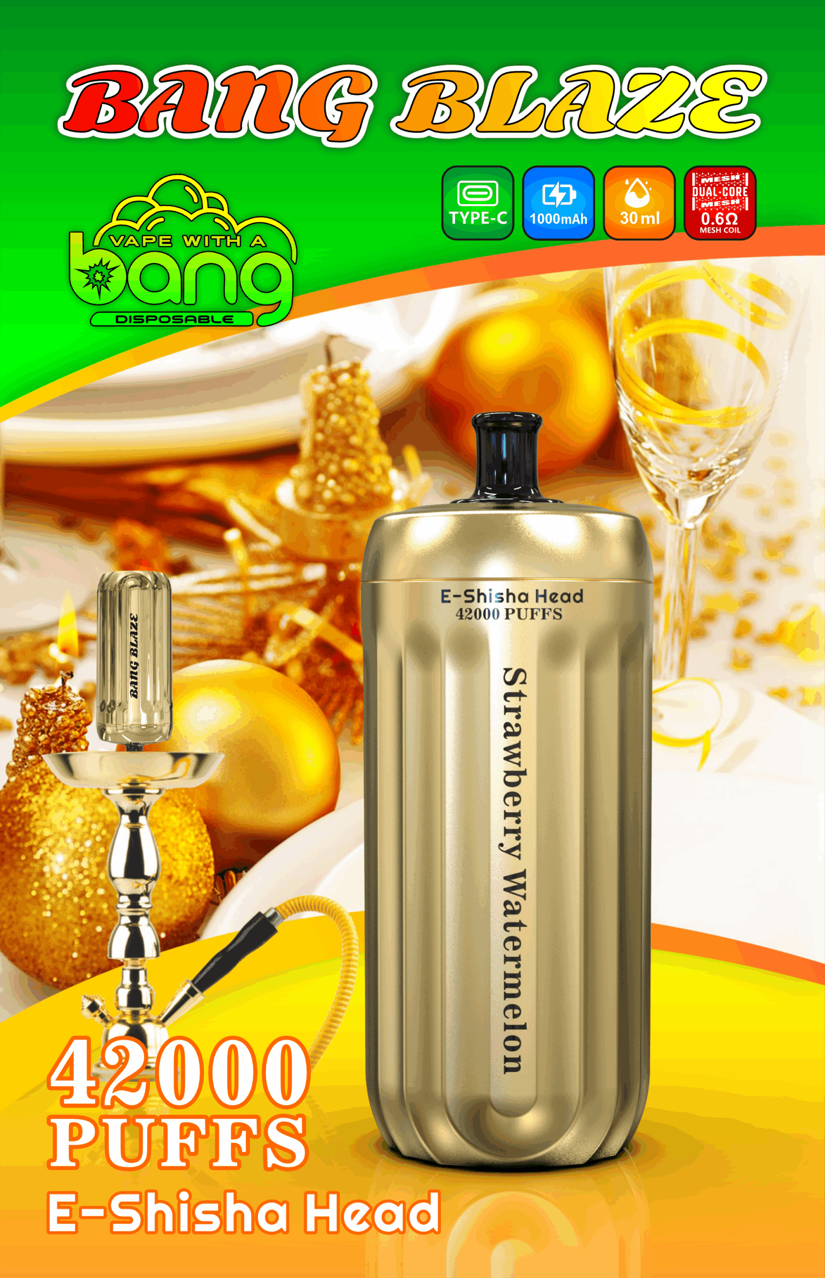Bang Gold 42000 Puffs Disposable Vape - 850mAh Battery, 40mL E-Liquid, 0% to 5% Nicotine Options gallery image 3