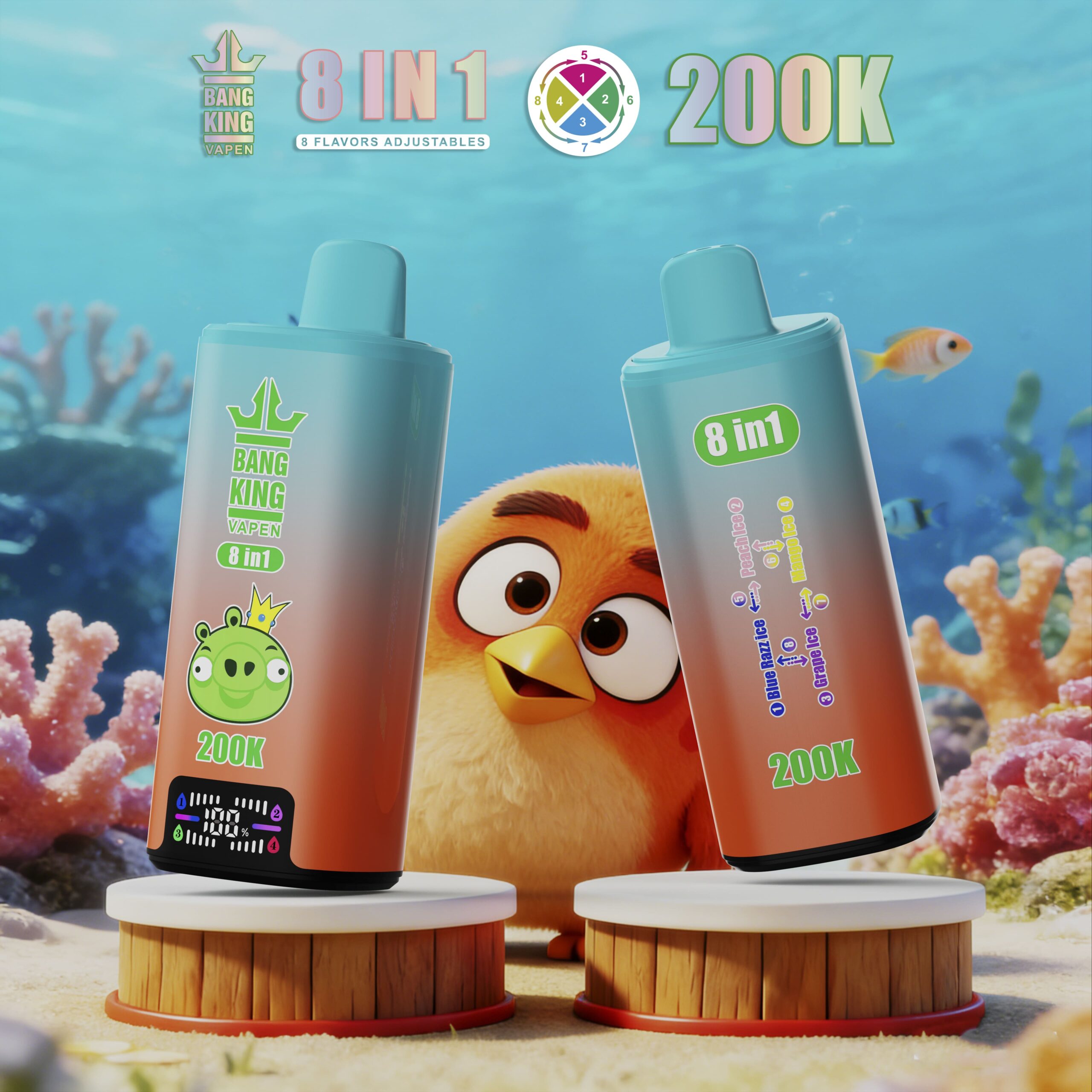 Bang King 200000 Puffs 8-in-1 Vape – 8 Flavor Adjustable | 650mAh(EU Warehouse) gallery image 4