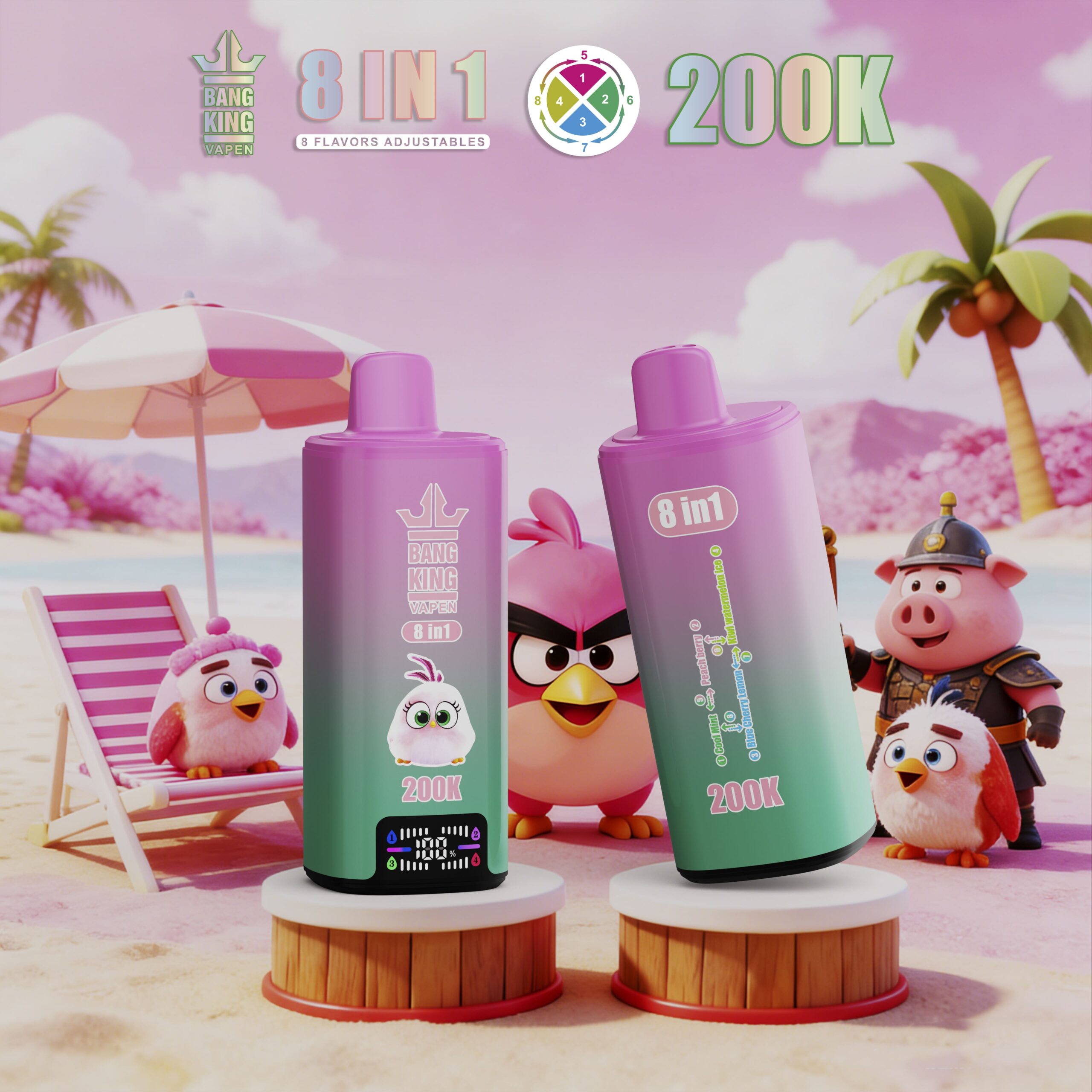 Bang King 200000 Puffs 8-in-1 Vape – 8 Flavor Adjustable | 650mAh(EU Warehouse) gallery image 7
