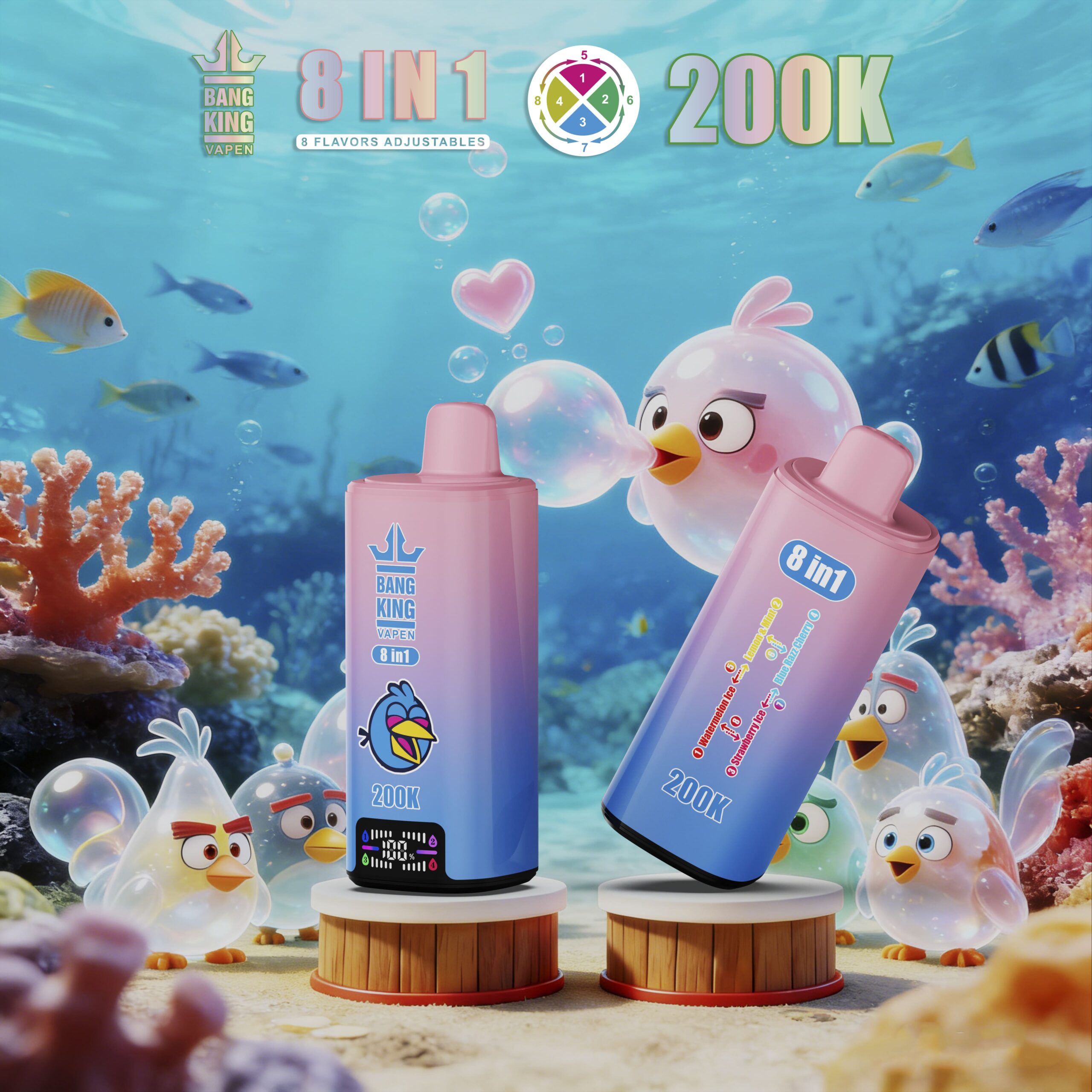Bang King 200000 Puffs 8-in-1 Vape – 8 Flavor Adjustable | 650mAh(EU Warehouse) gallery image 8