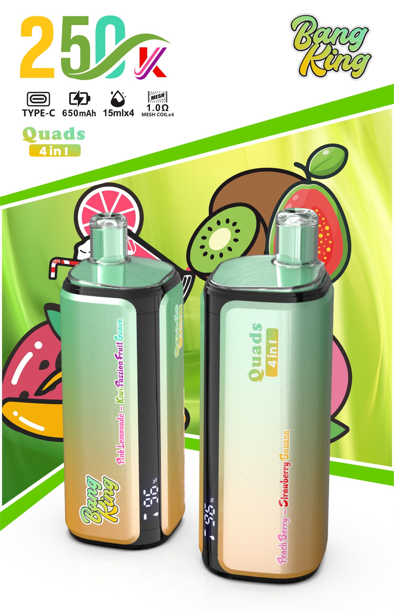 Bang King 250000 Puffs 4-in-1 Vape – Ultra High Capacity | Mesh Coil | Type-C Rechargeable | OEM/ODM Available gallery image 7
