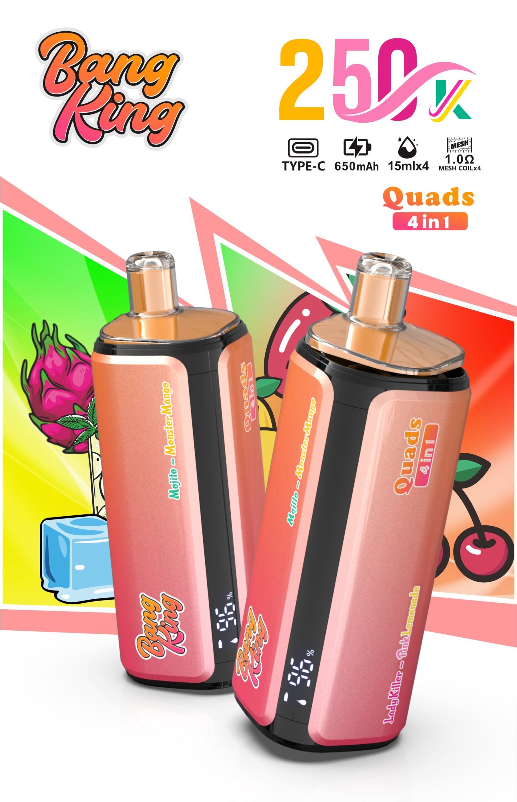 Bang King 250000 Puffs 4-in-1 Vape – Ultra High Capacity | (EU Warehouse) gallery image 2