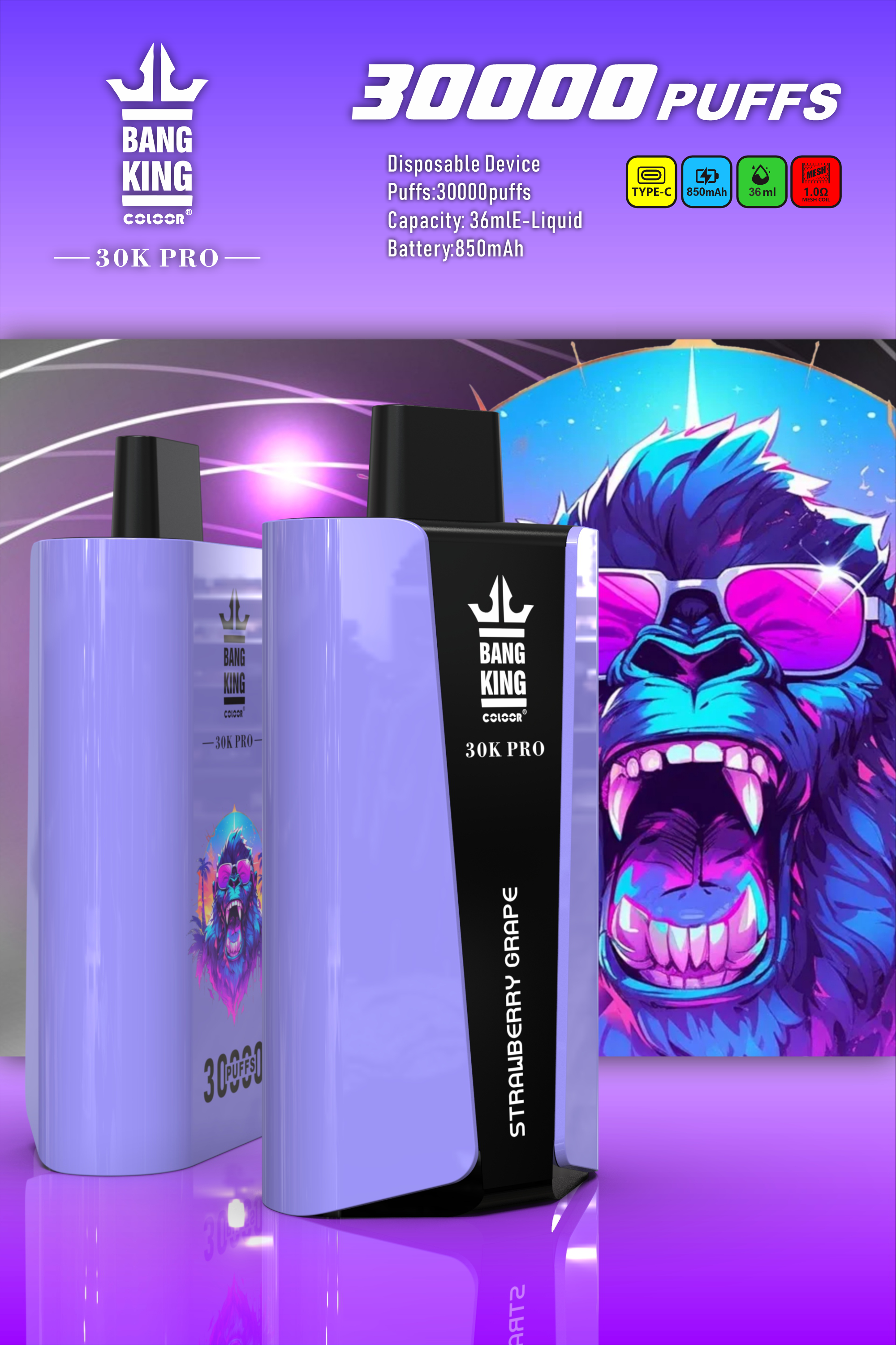 Bang King 30000 PRO 30k puffs Disposable Vape gallery image 2