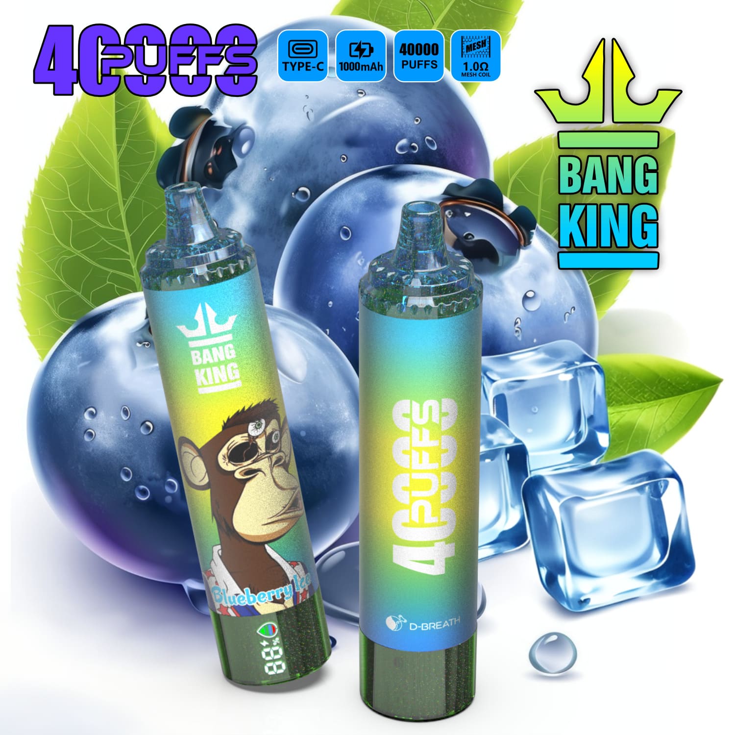 Bang King 40000 Puffs Vape – Long-Lasting Power, Bold Flavors | 1000mAh | 25ML | 0–5% Nicotine gallery image 2