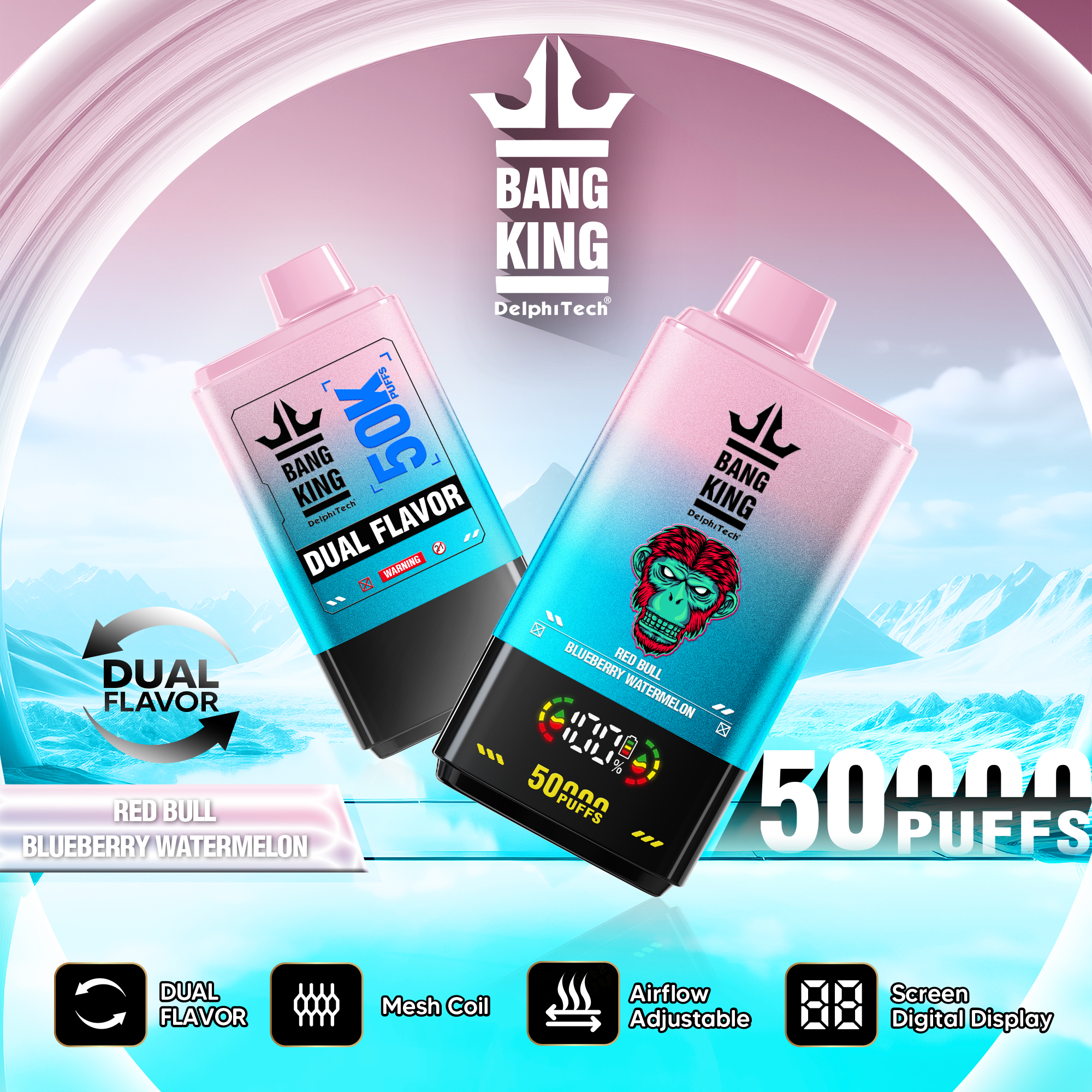 Bang King 50000 Puffs Disposable Vape - 850mAh Battery, 50mL E-Liquid, 0% to 5% Nicotine Options gallery image 2