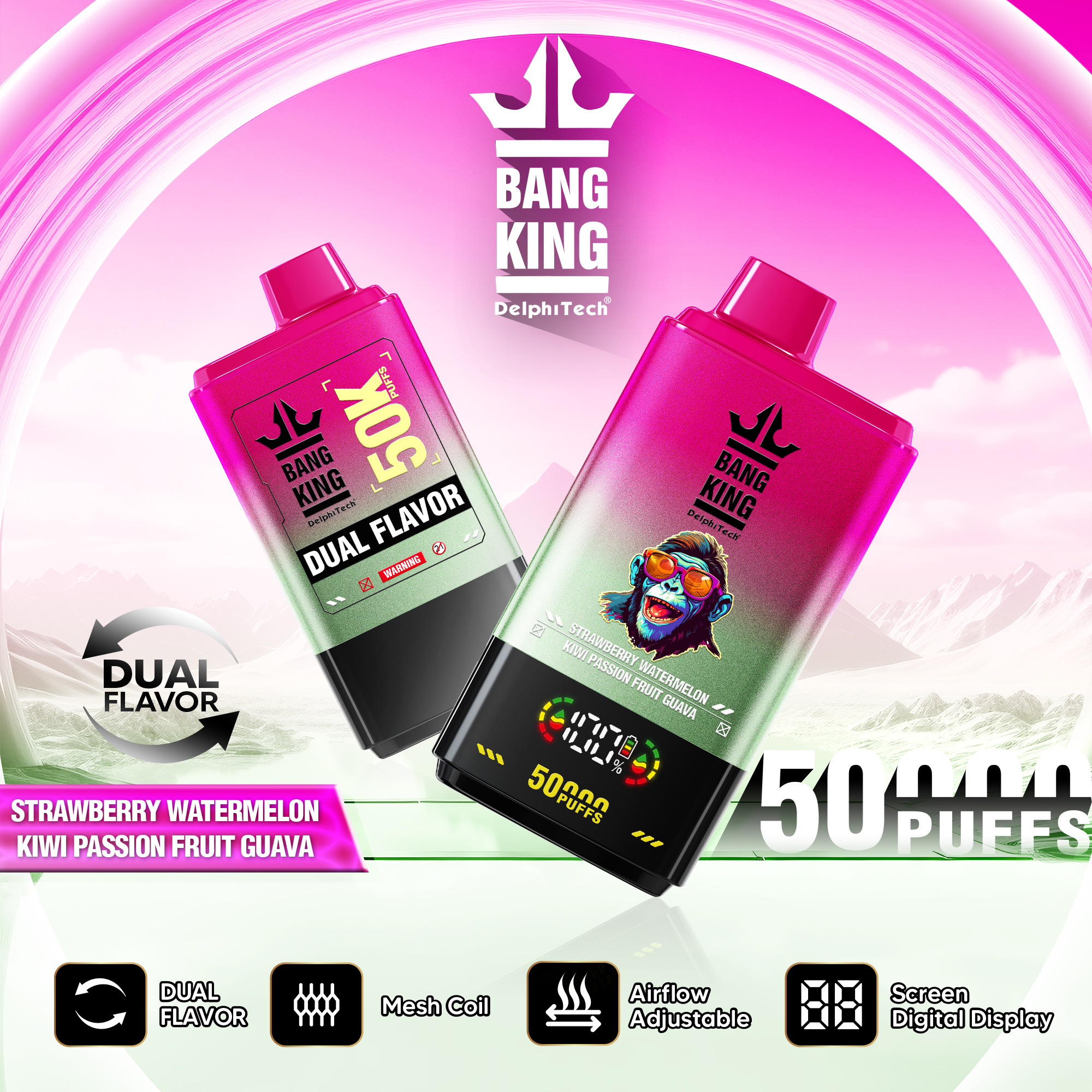 Bang King 50000 Puffs Disposable Vape - 850mAh Battery, 50mL E-Liquid, 0% to 5% Nicotine Options gallery image 5