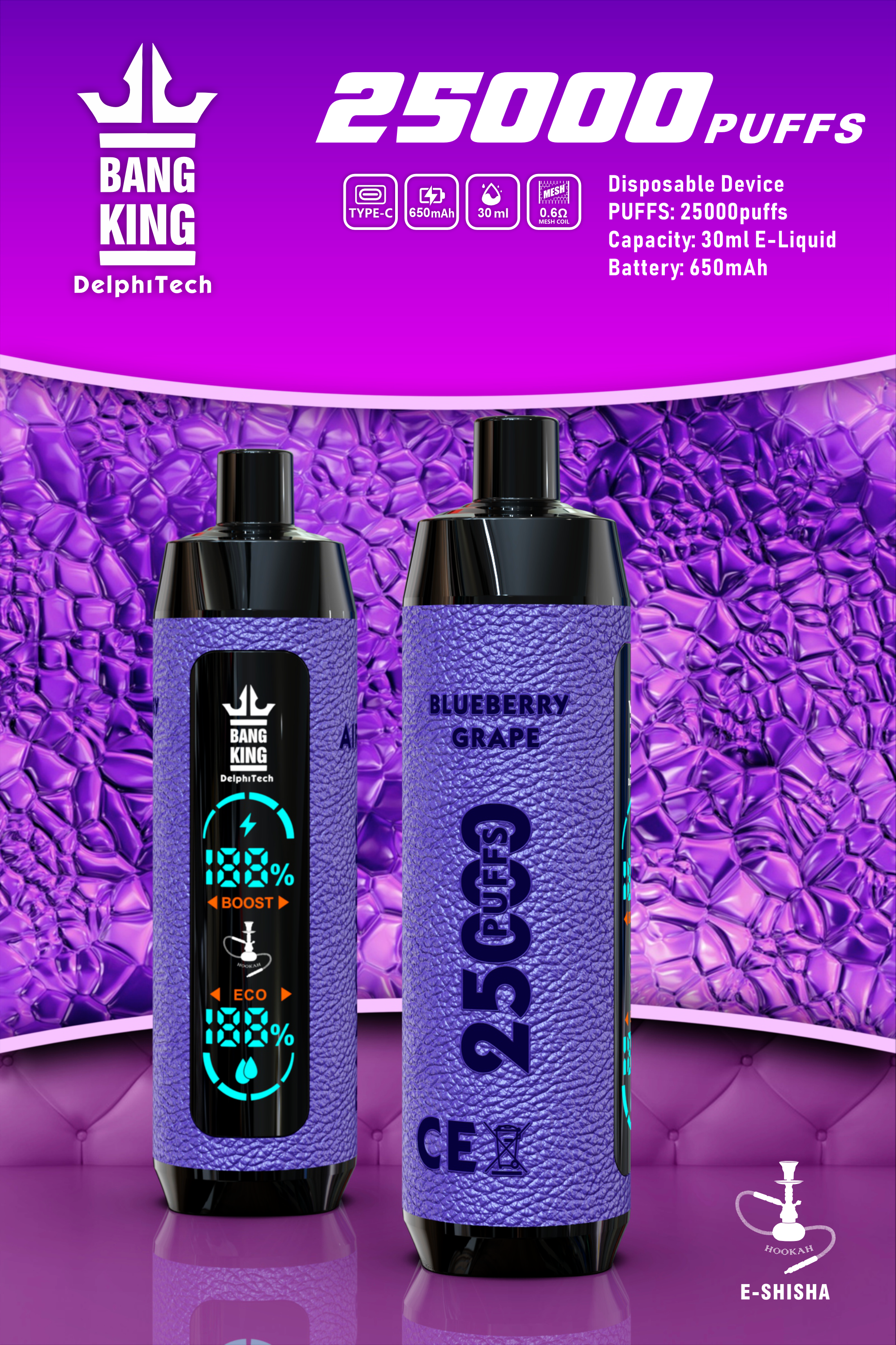 Bang king shisha 25000 puffs Disposable Vape gallery image 6