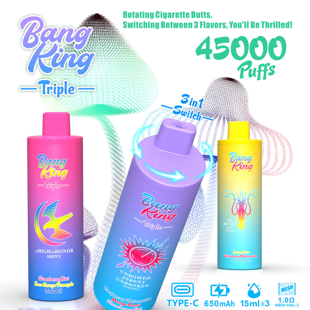 Bang King Triple 45000 Puffs Disposable Vape - Triple Pods (15mL×3), 650mAh Battery, 0%-5% Nicotine
