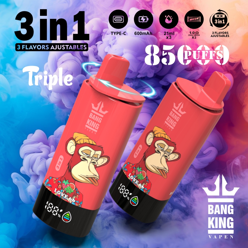 Bang King Triple 85000 Puffs Vape | 3-in-1 Flavor, 45ML E-liquid, Type-C Rechargeable, 0–5% Nicotine gallery image 3
