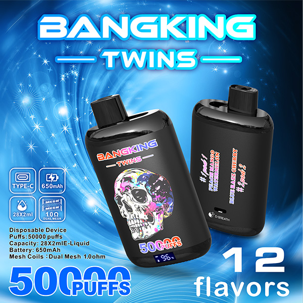 Bang King Twins 50000 Puffs Vape | 650mAh, Dual 28ml Pods | 12 Flavor Combos | Type-C Charging | OEM/ODM Available