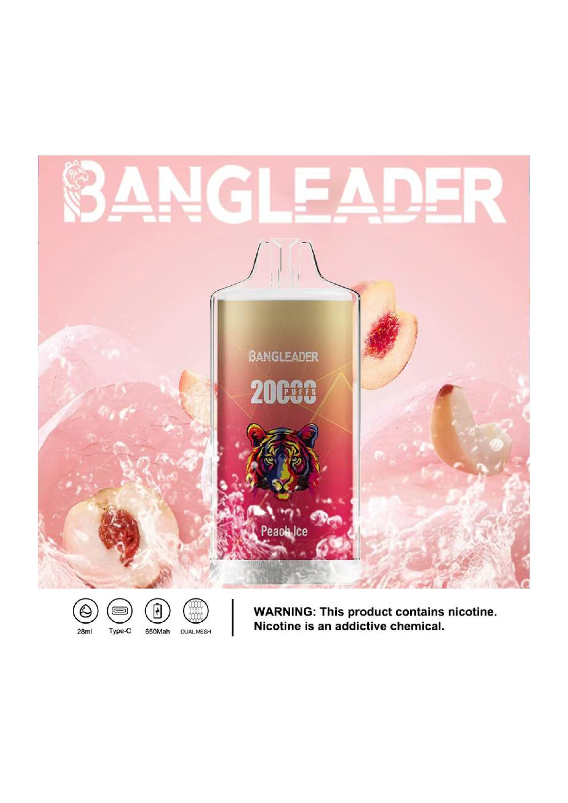 Bang Leader 20000 Puffs Disposable Vape - 650mAh Battery, 28mL E-Liquid, 0% to 5% Nicotine Options gallery image 3