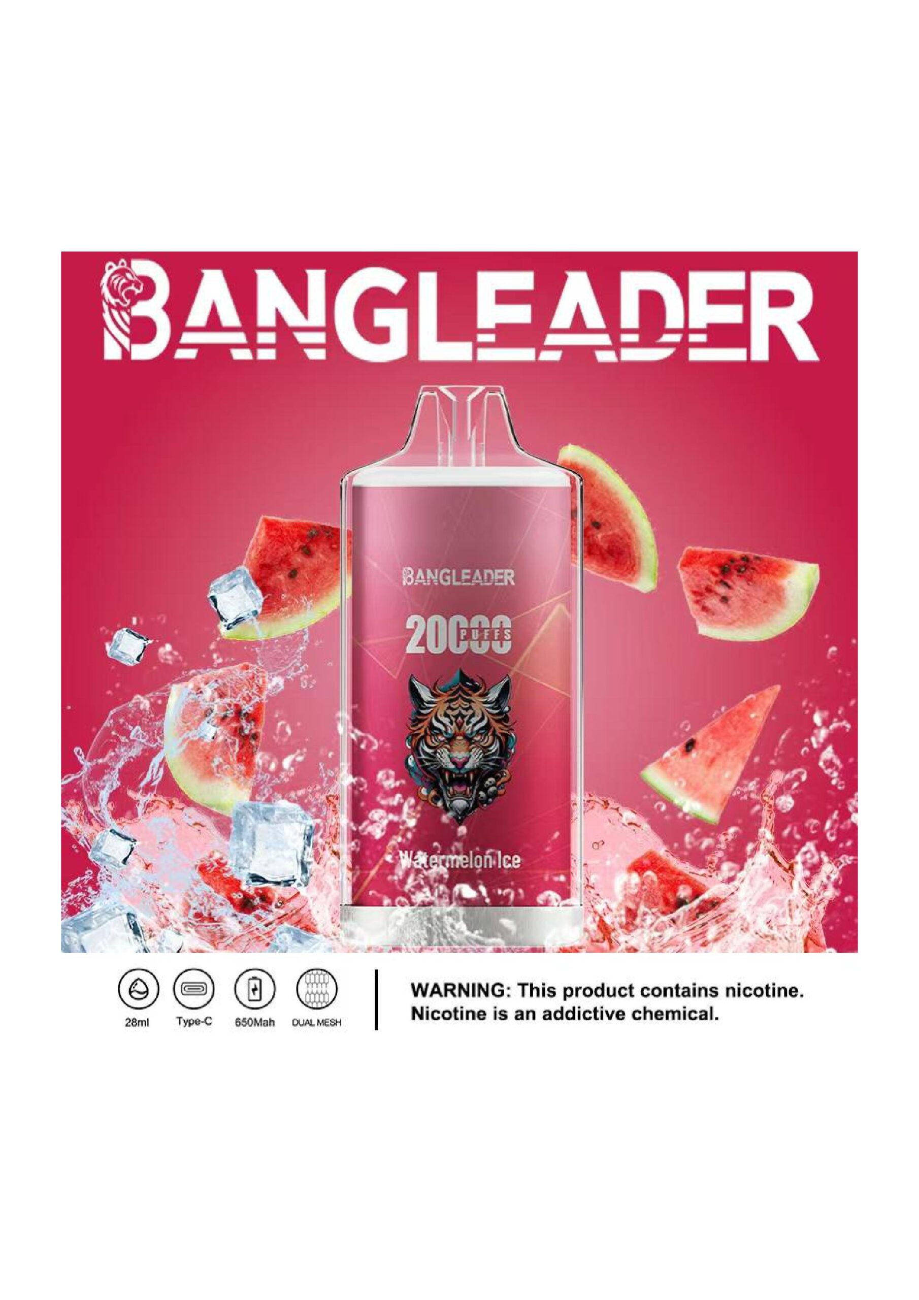 Bang Leader 20000 Puffs Disposable Vape - 650mAh Battery, 28mL E-Liquid, 0% to 5% Nicotine Options gallery image 5