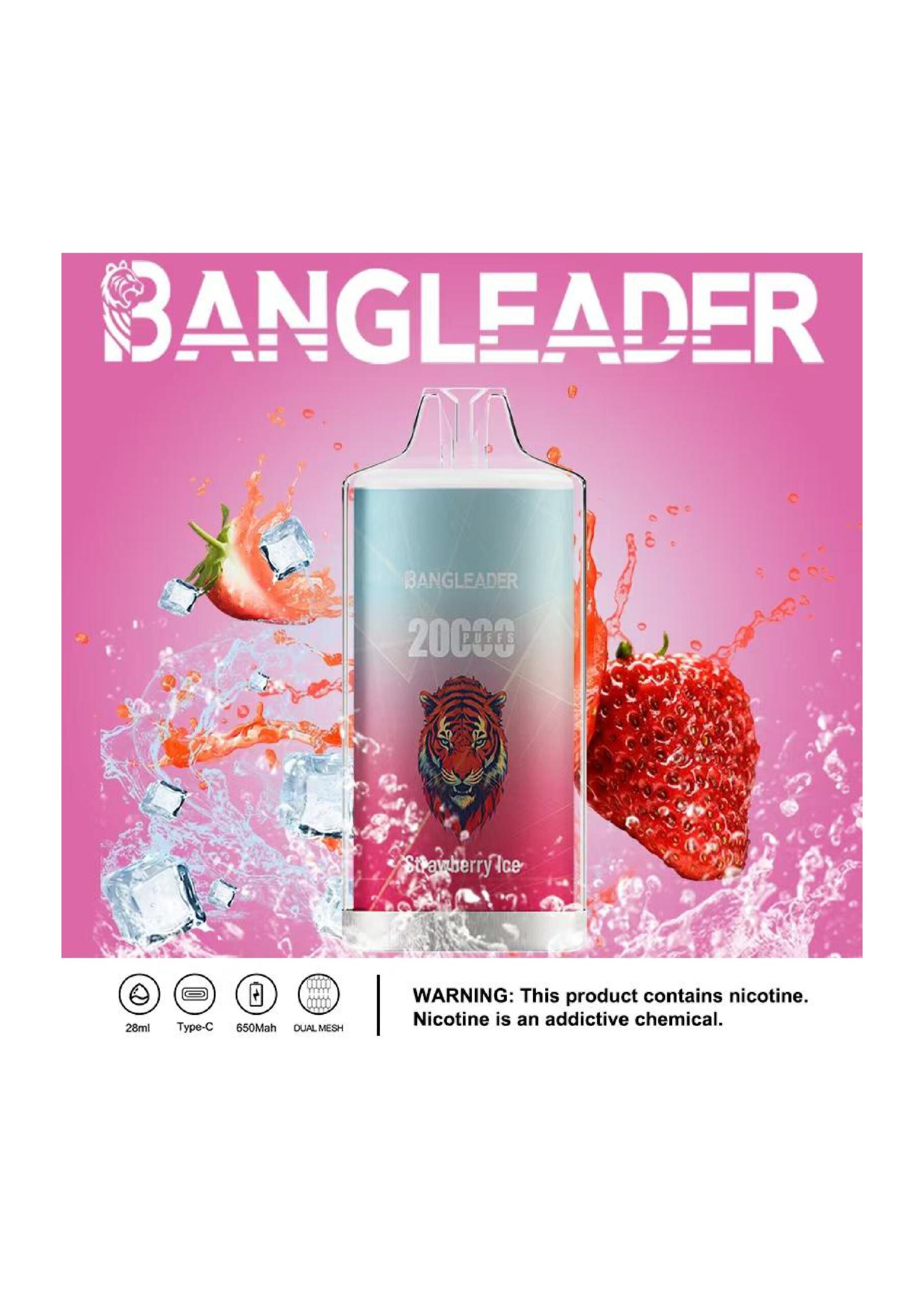 Bang Leader 20000 Puffs Disposable Vape - 650mAh Battery, 28mL E-Liquid, 0% to 5% Nicotine Options gallery image 6
