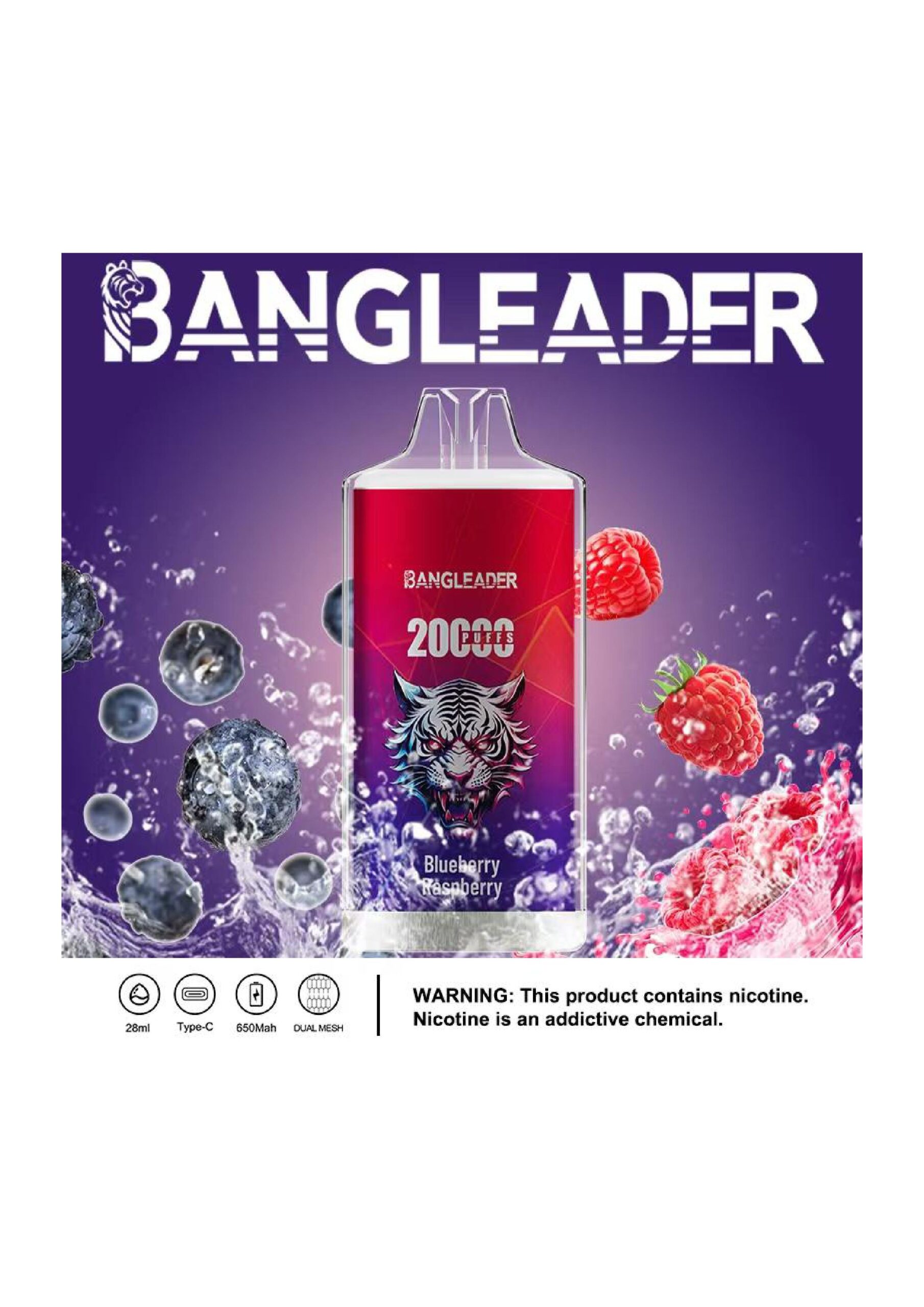 Bang Leader 20000 Puffs Disposable Vape - 650mAh Battery, 28mL E-Liquid, 0% to 5% Nicotine Options gallery image 8