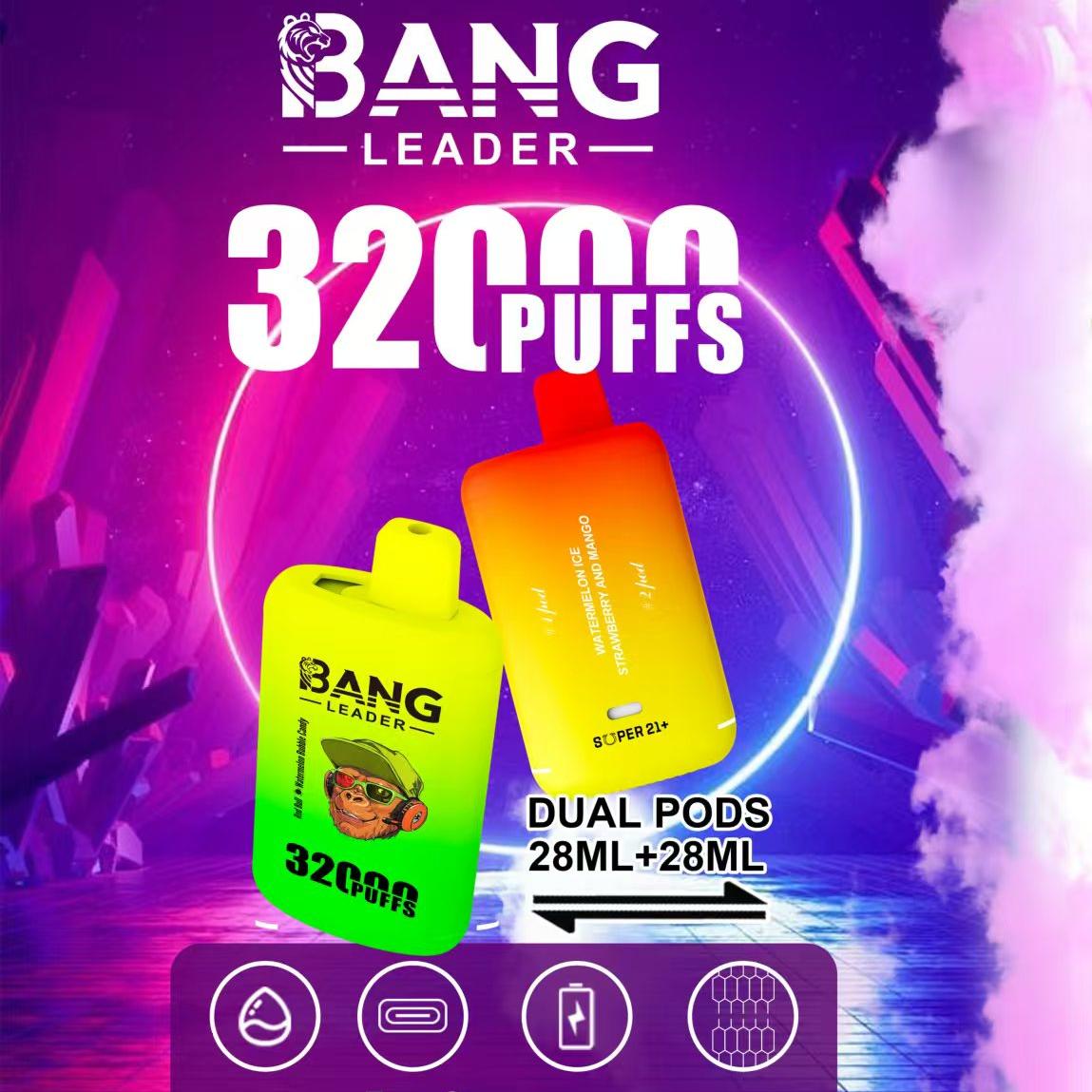 Bang Leader 32000 Puffs Disposable Vape - Dual Pods (28mL+28mL), 650mAh Battery, 0% to 5% Nicotine
