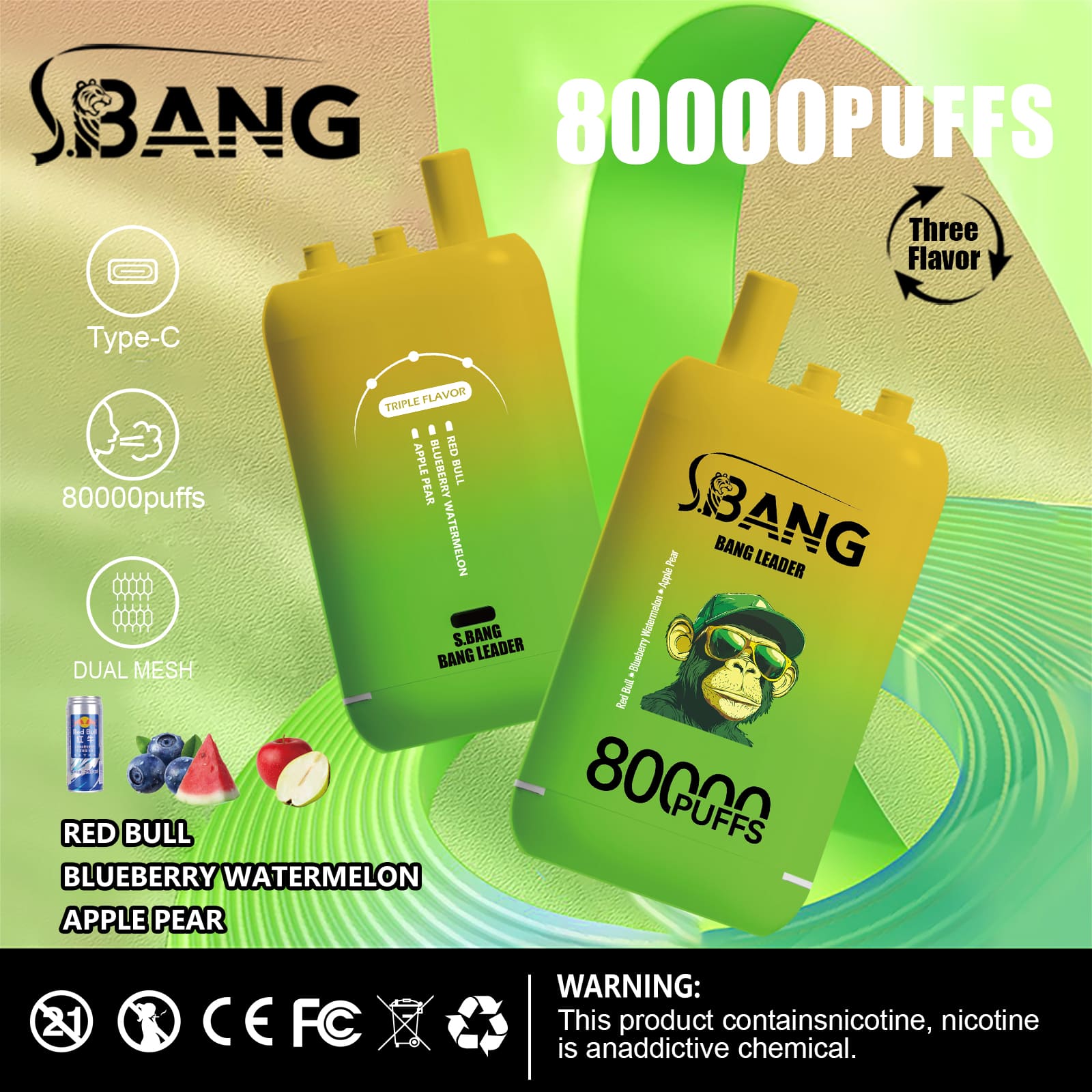 Bang leader 80000 Puffs Vape | 78ML E-liquid, 850mAh Battery, Triple Flavor Blend, Dual Coil, Type-C Recharge gallery image 8