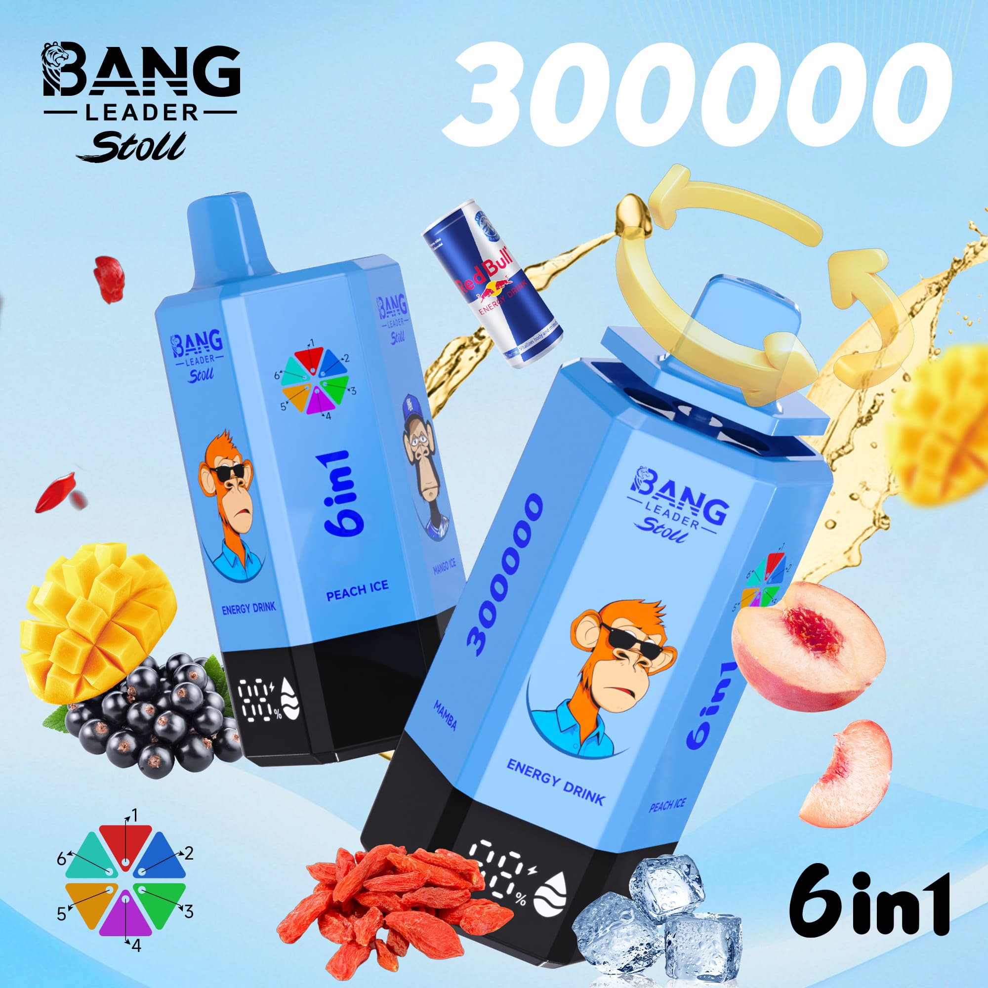 Bang Leader Stoll 300000 Puffs Vape – 6-in-1 Flavor System Ultra Capacity Mesh Coil Type-C Recharge OEM/ODM Supported gallery image 4