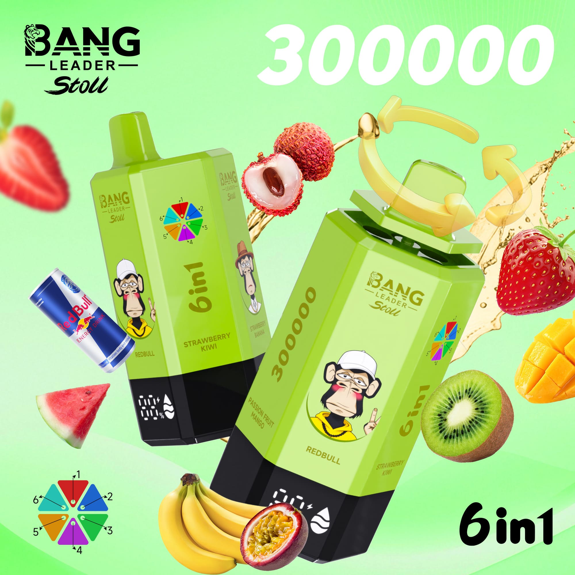 Bang Leader Stoll 300000 Puffs Vape – 6-in-1 Flavor System Ultra Capacity Mesh Coil Type-C Recharge OEM/ODM Supported gallery image 8