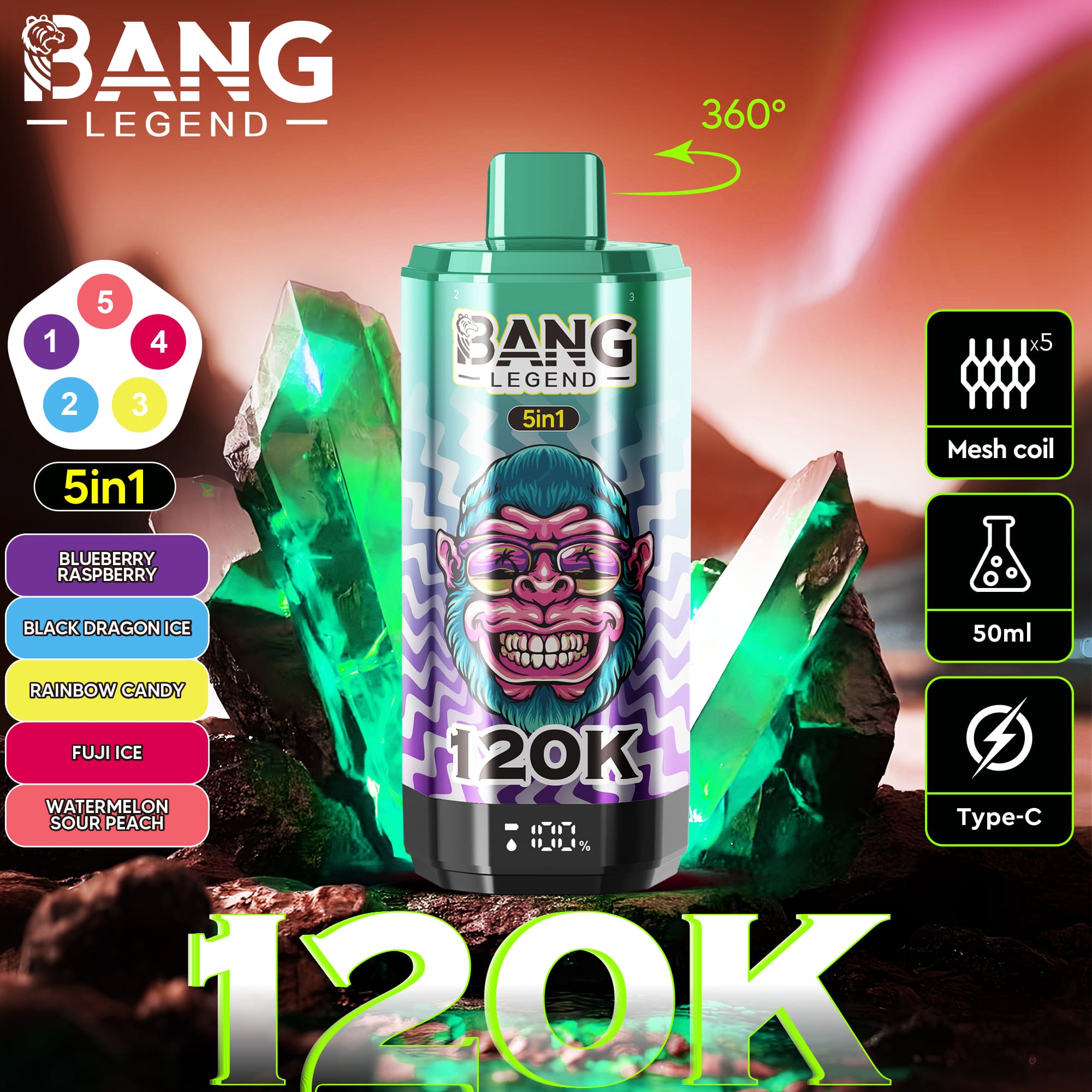 Bang Legend 120K Puffs 5in1 Vape – Maximum Flavor. Extreme Performance. gallery image 3