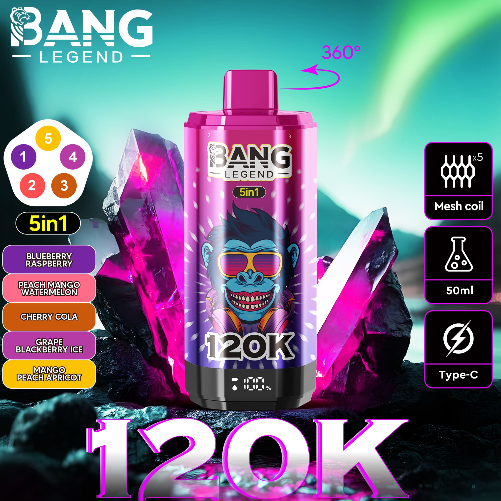 Bang Legend 120K Puffs 5in1 Vape – Maximum Flavor. Extreme Performance. gallery image 4