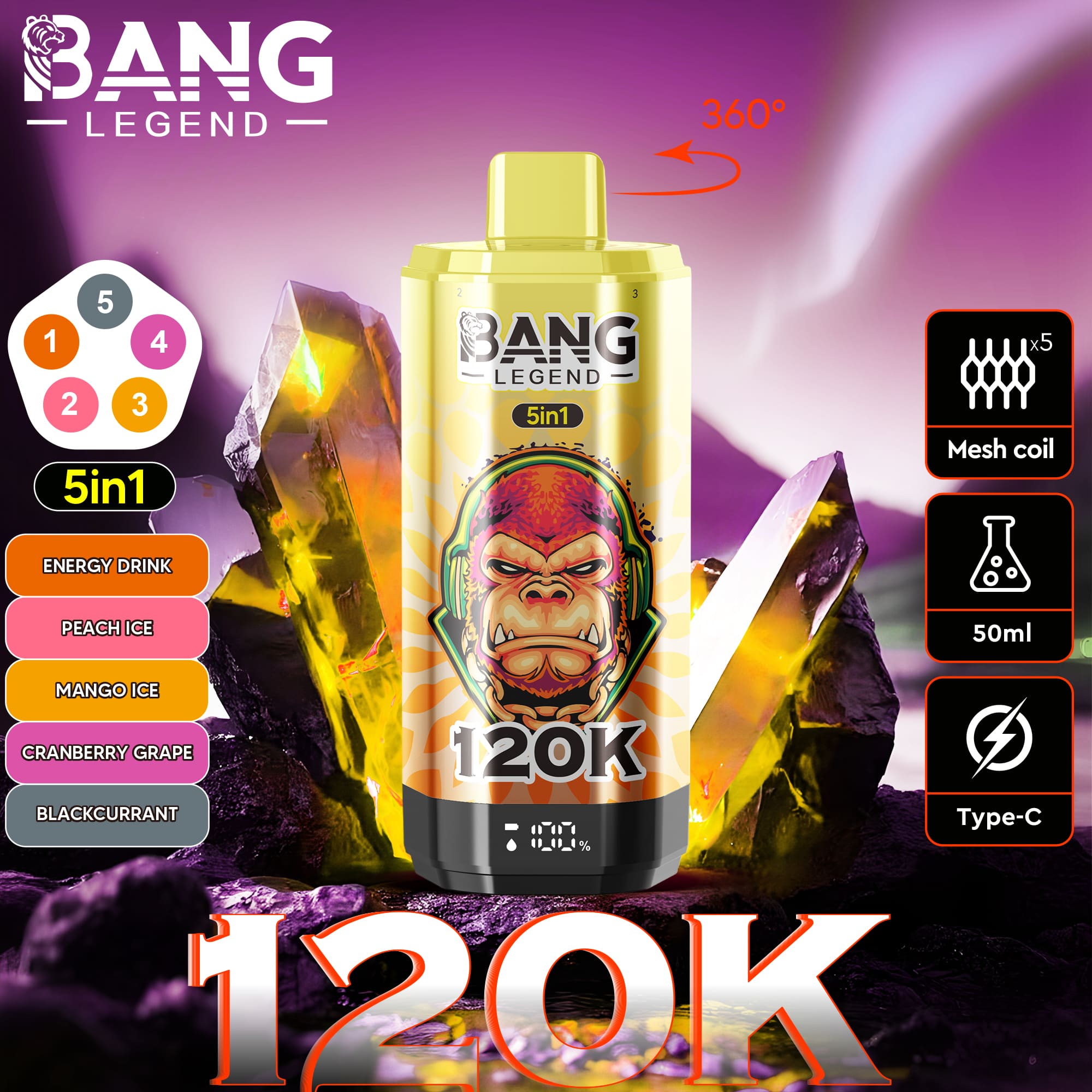 Bang Legend 120K Puffs 5in1 Vape – Maximum Flavor. Extreme Performance. gallery image 6